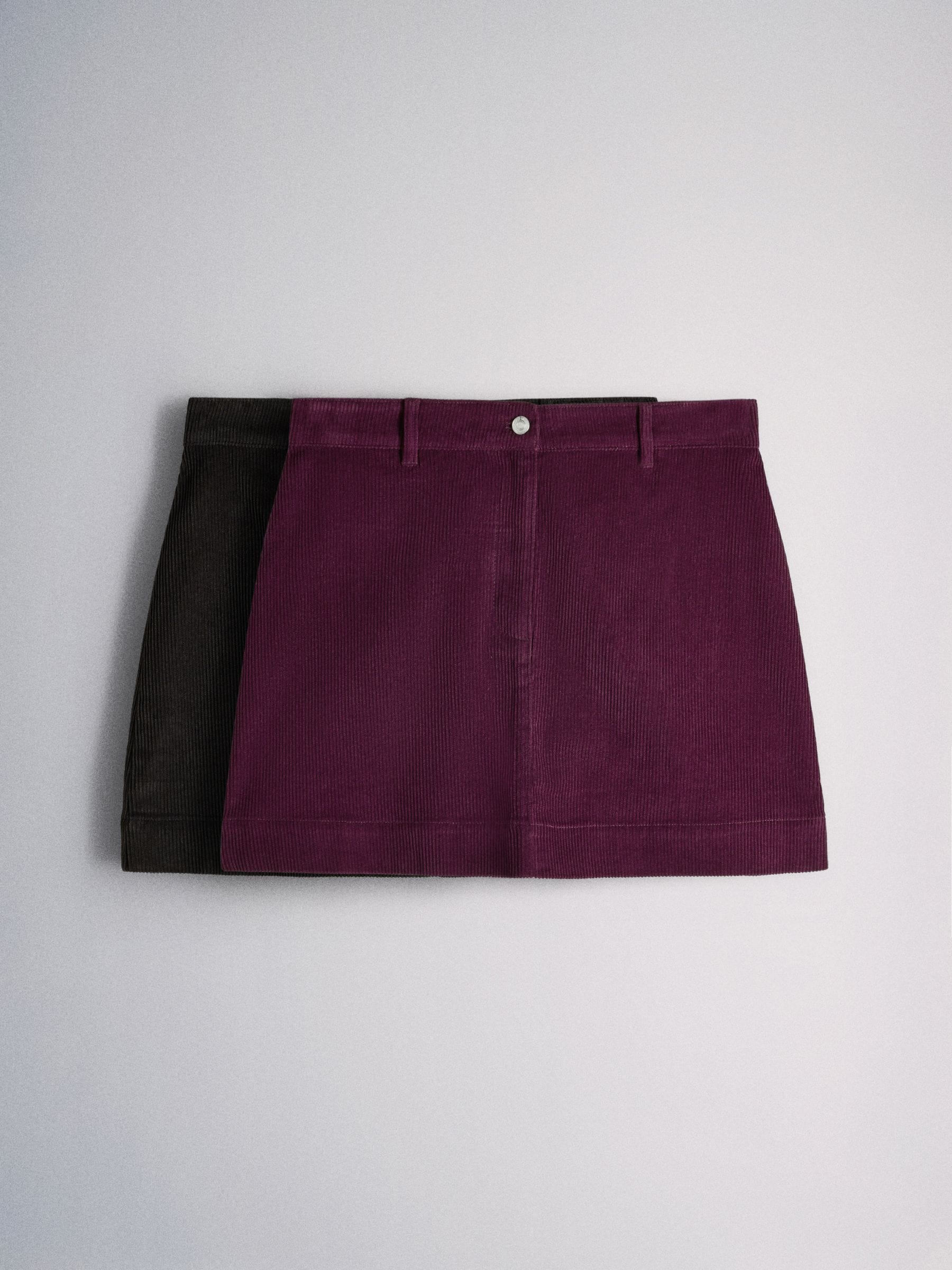 The Set 2 Pack Corduroy Mini Skirts - Burgundy/Brown - Regular - SIP Still Life