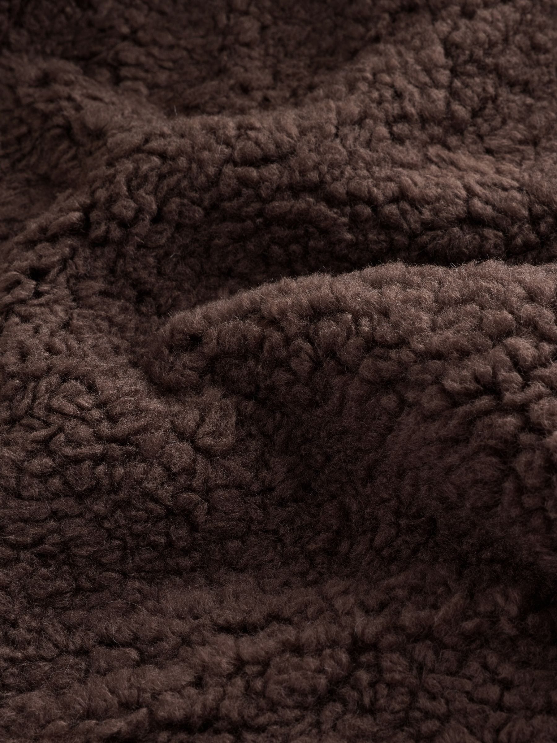Sheepy Borg Zip Through Jacket - Chocolate Brown - Regular - SIP Still Life