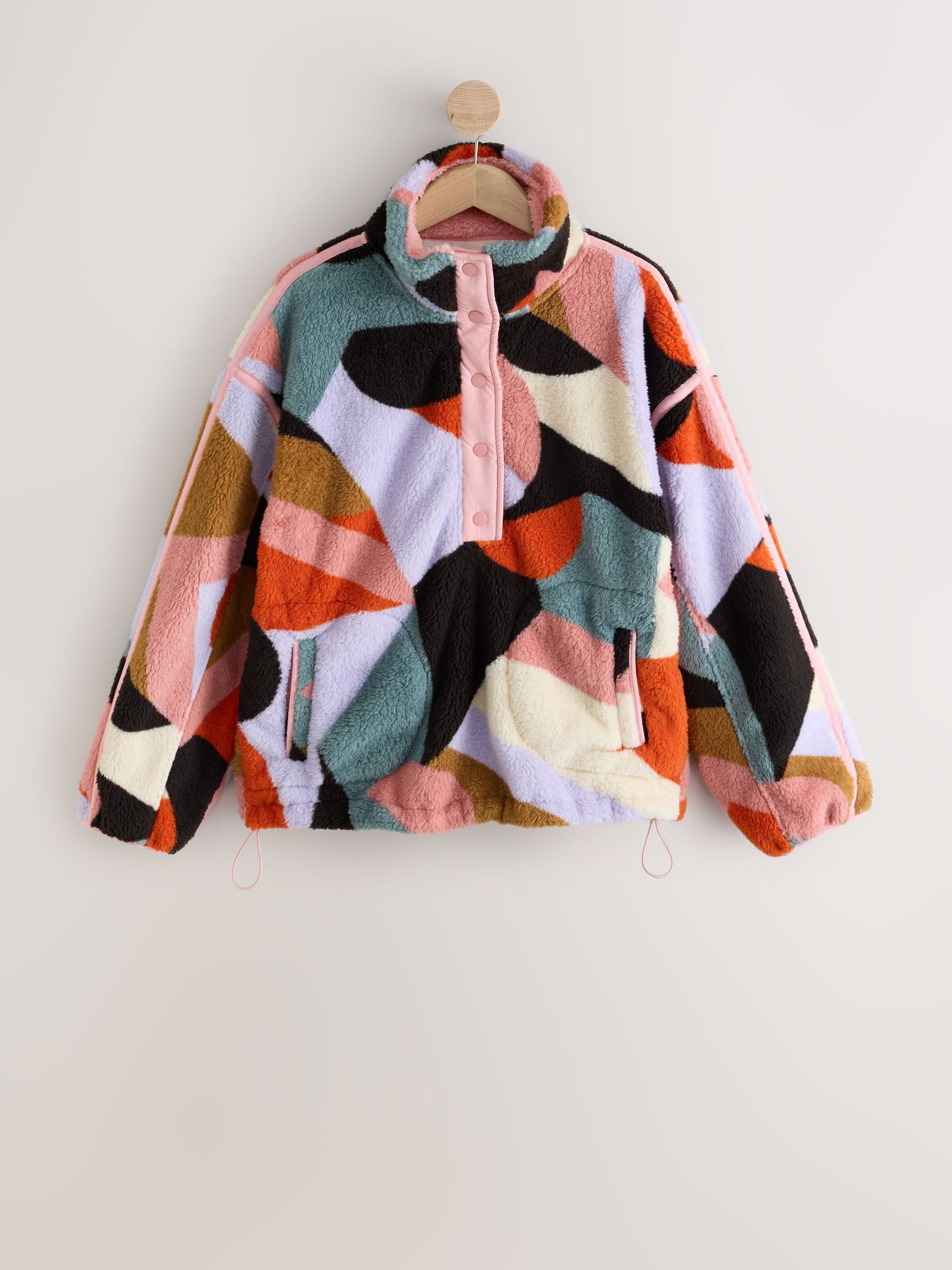 Half Zip Borg Fleece - Pink Abstract - Regular - SIP Still Life