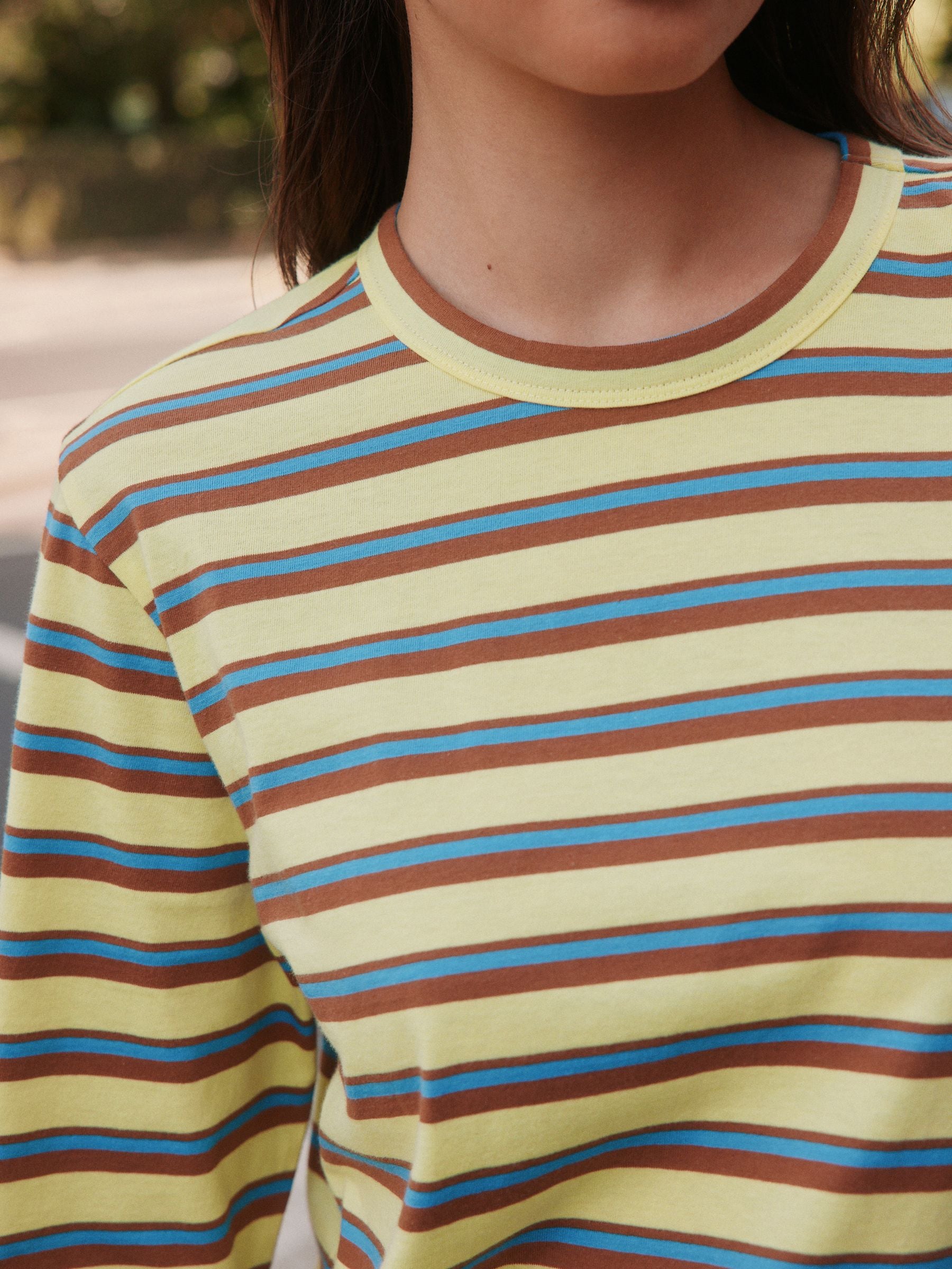 Long Sleeve Crew Neck T-Shirt - Yellow/Grey Stripe - Regular - Location Worn