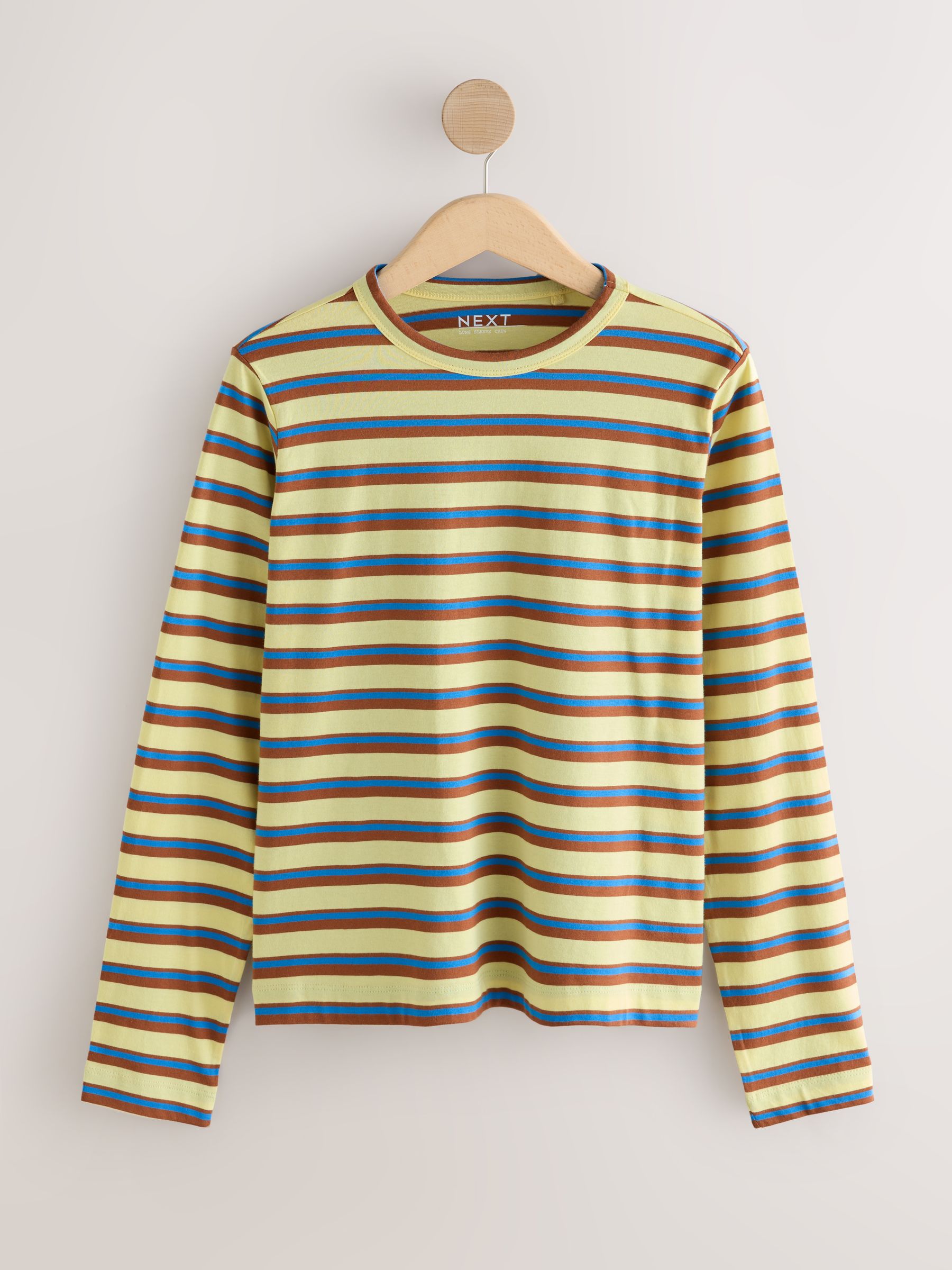 Long Sleeve Crew Neck T-Shirt - Yellow/Grey Stripe - Regular - SIP Still Life