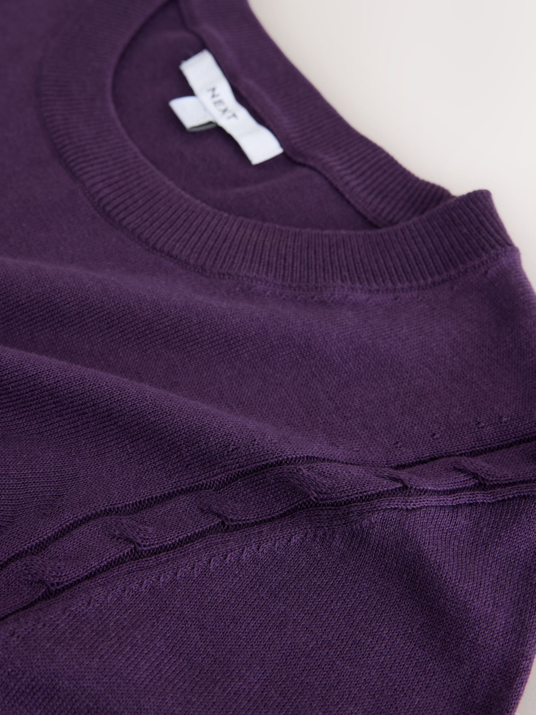 Cotton Rich Soft Touch Long Sleeve Crew Neck Jumper - Purple - Regular - SIP Still Life