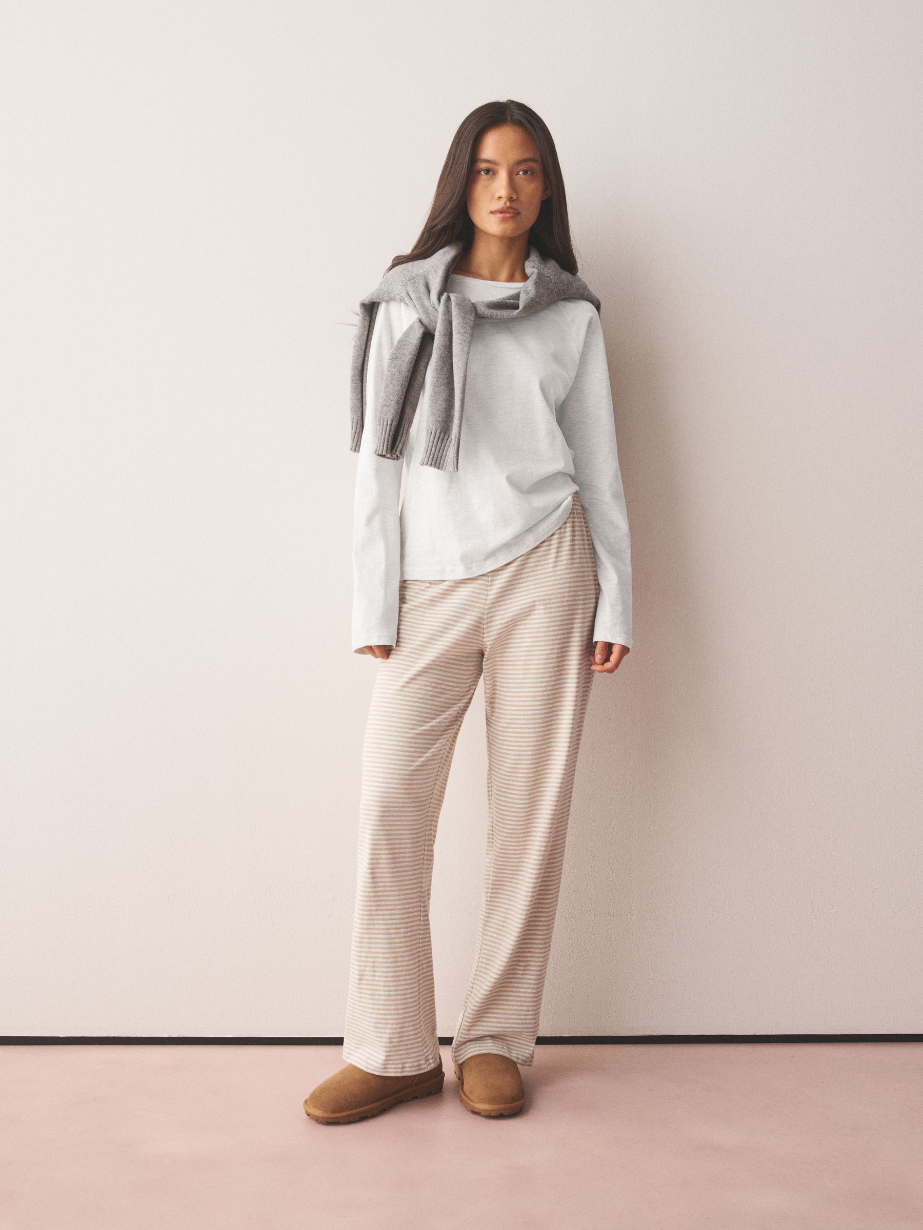 Long Sleeve Pyjamas - Ecru Stripe - Regular - SIP Worn