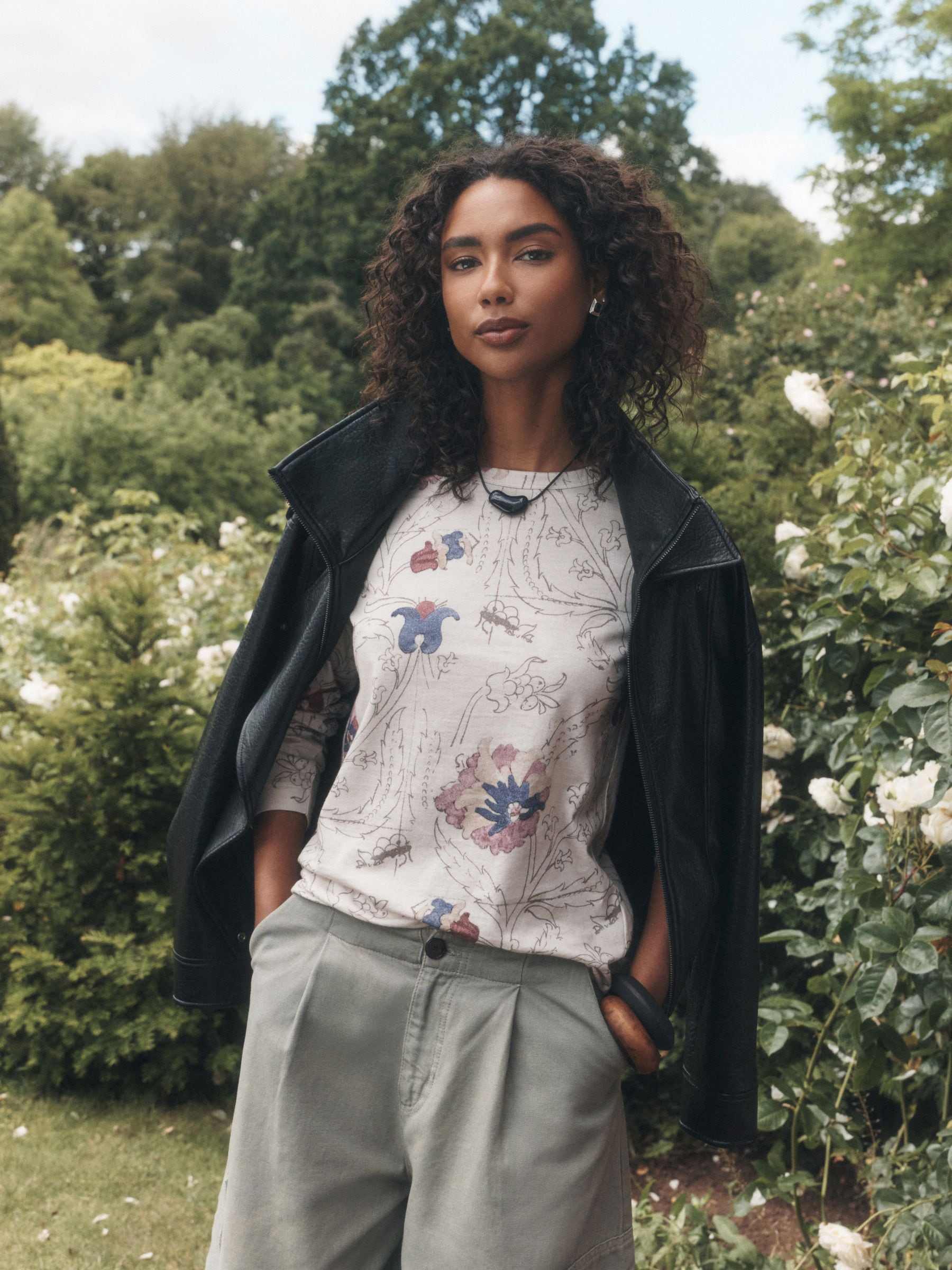 Long Sleeve Crew Neck T-Shirt - Floral National Trust X Next - Regular - Location Worn