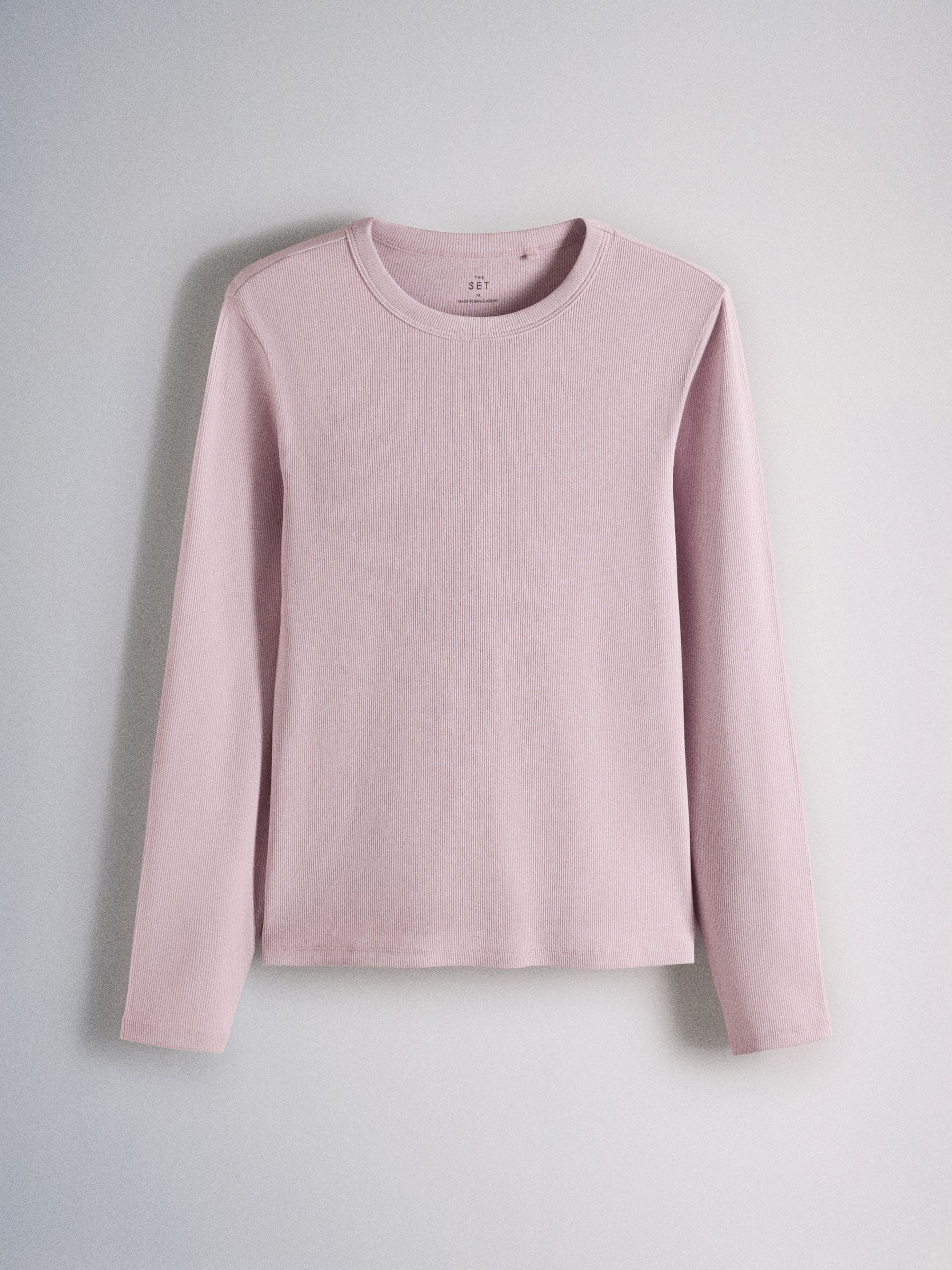 The Set 5 Pack Ribbed Long Sleeve T-Shirts - Pink/Blue/Navy Blue/Grey Marl/White - Regular - SIP Still Life