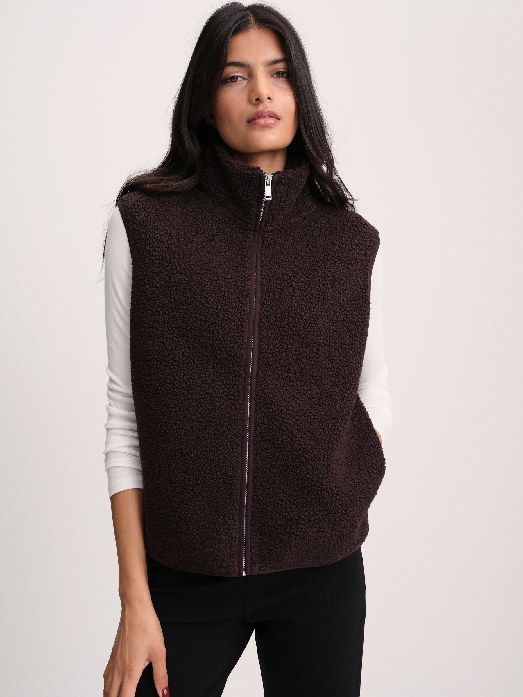 The Set 2 Pack Premium Zip Through Borg Gilets - Brown/Oat Marl - Regular - SIP Worn