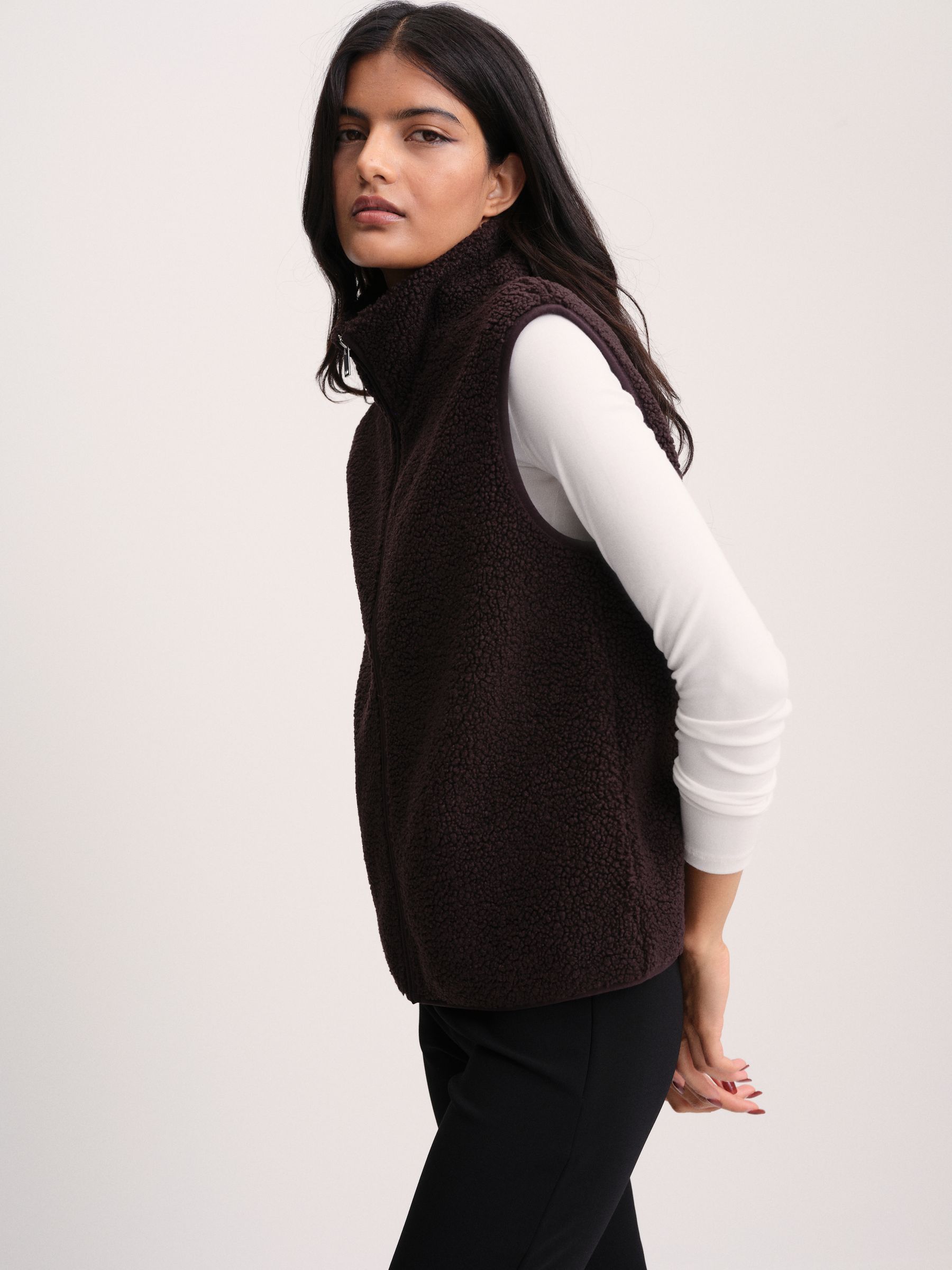 The Set 2 Pack Premium Zip Through Borg Gilets - Brown/Oat Marl - Regular - SIP Worn