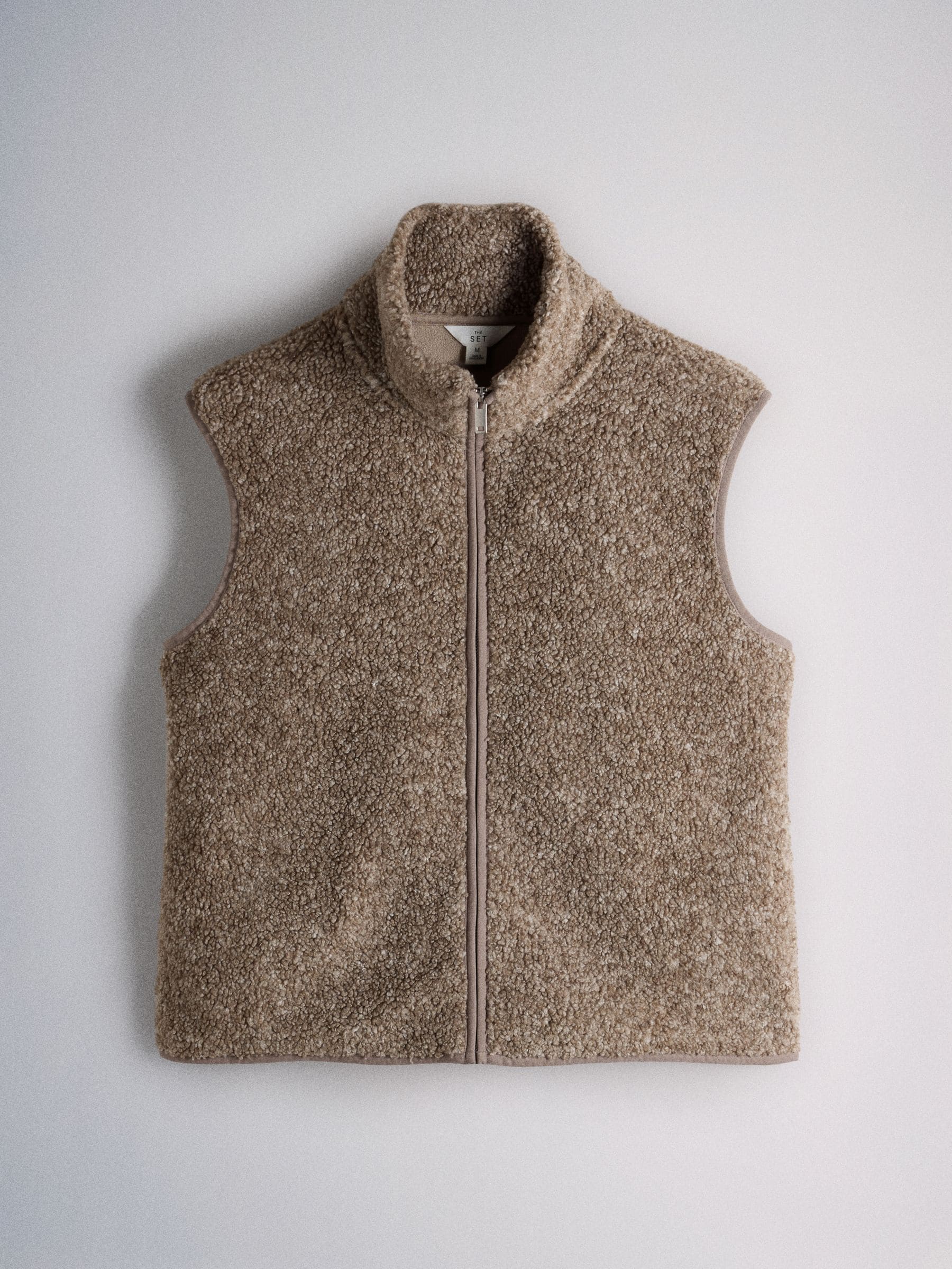The Set 2 Pack Premium Zip Through Borg Gilets - Brown/Oat Marl - Regular - SIP Still Life