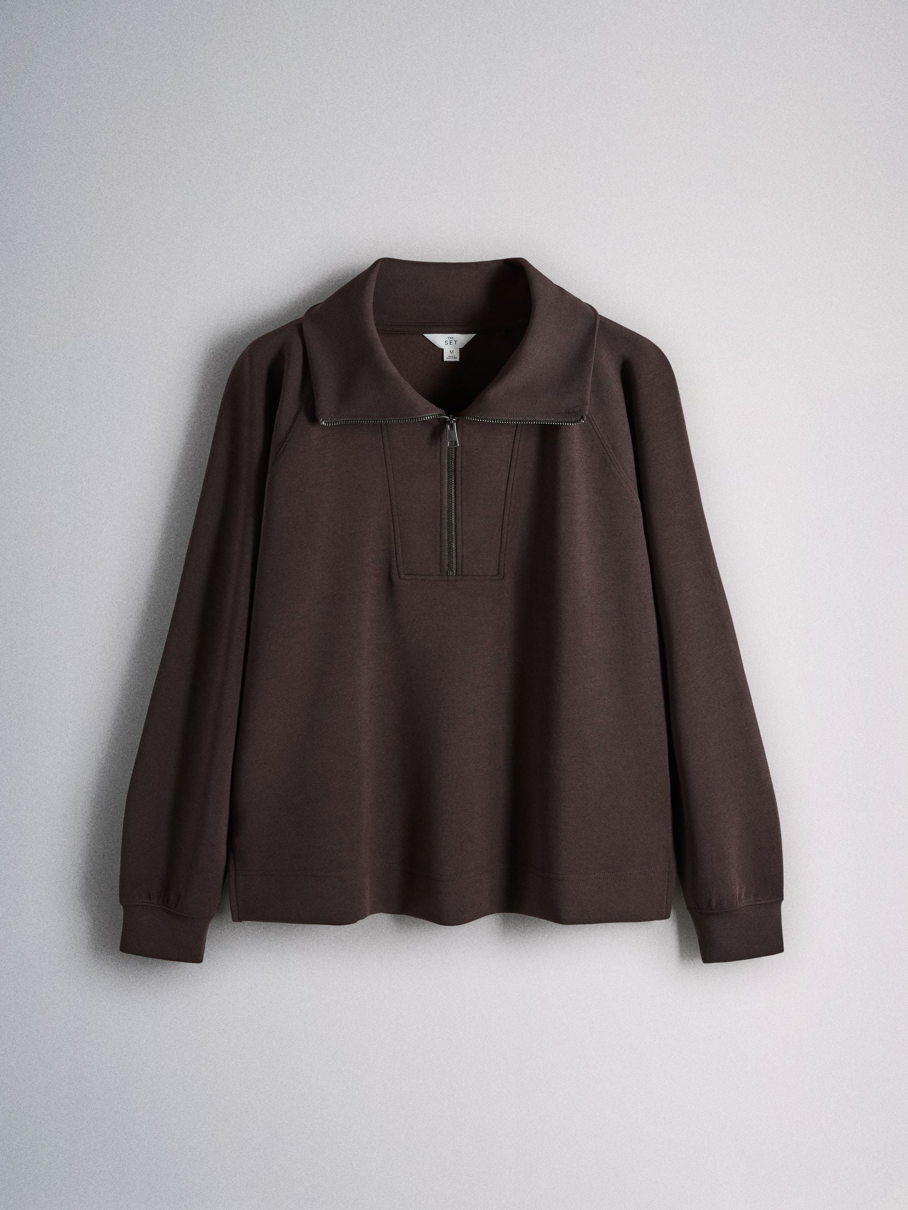 The Set Modal blend Half Zip Coord Loungewear Set - Brown - Regular - SIP Still Life