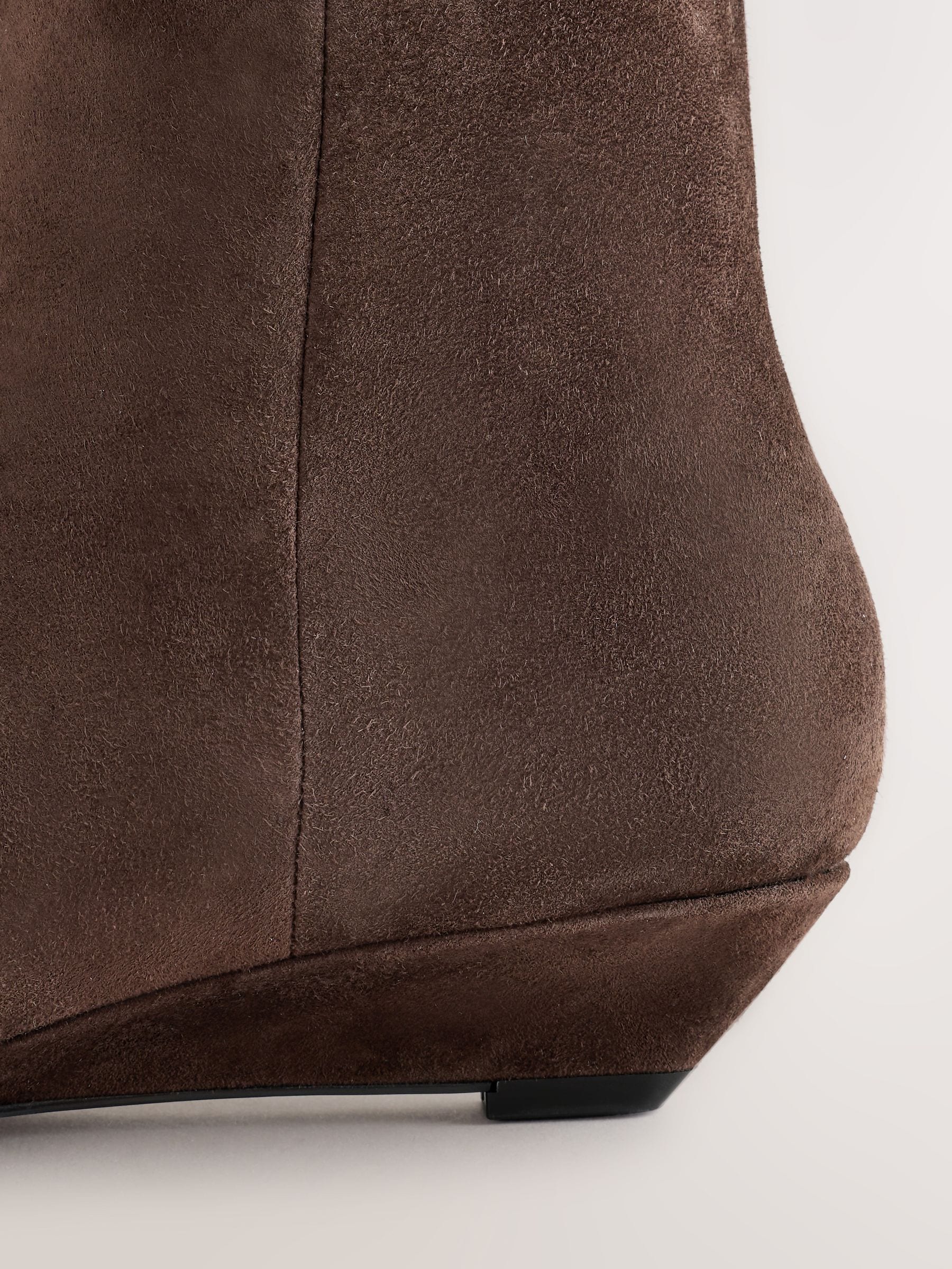 Forever Comfort® Low Wedge Suede Ankle Boots - Chocolate Brown - Standard/Wide Fit - SIP Still Life
