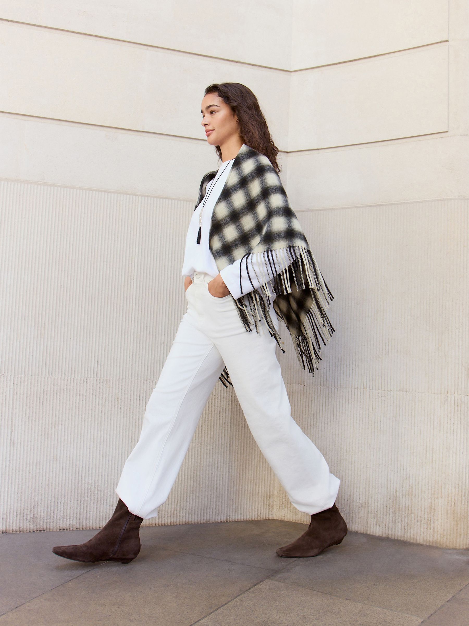 Forever Comfort® Low Wedge Suede Ankle Boots - Chocolate Brown - Standard/Wide Fit - Location Worn