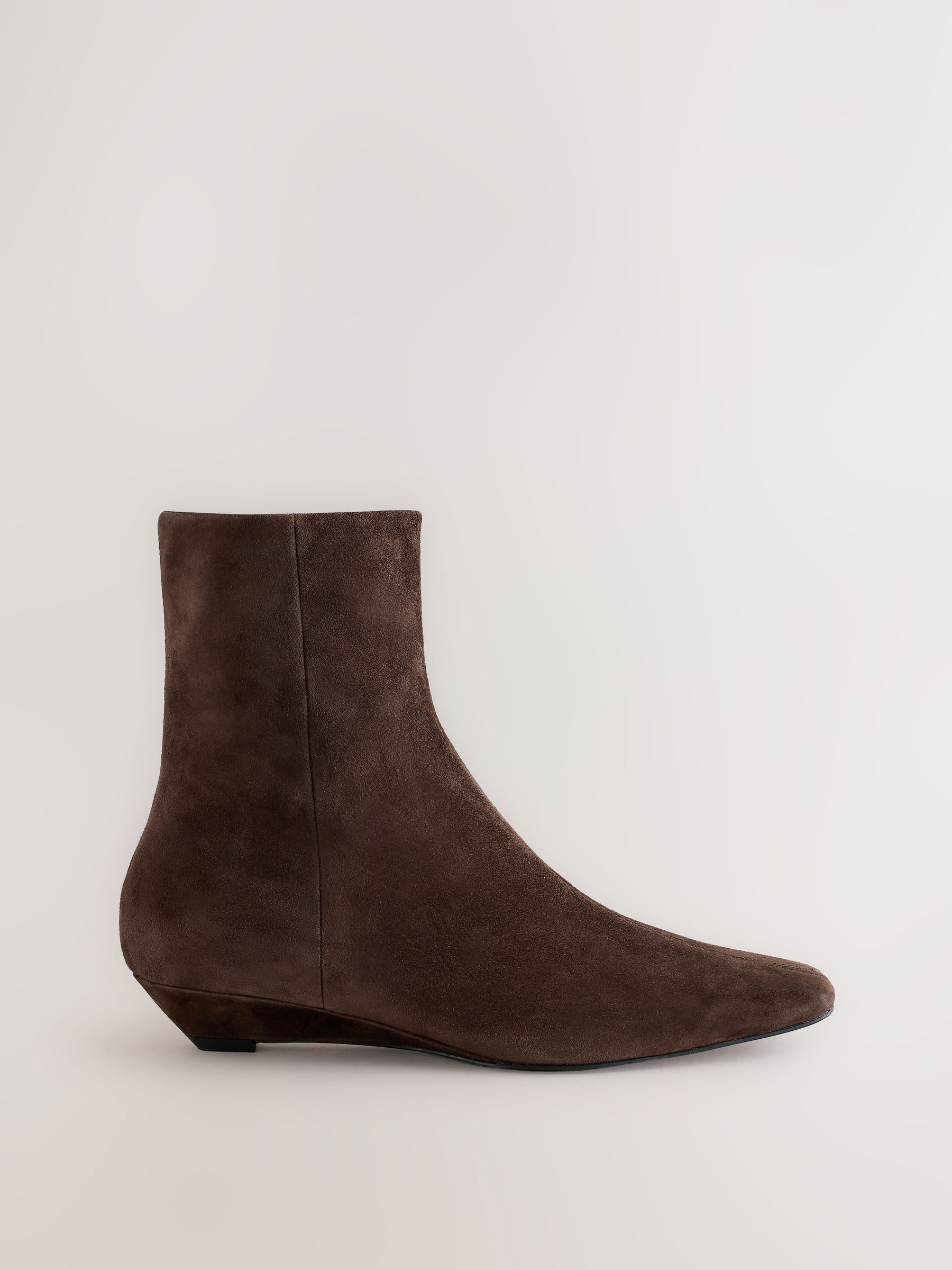 Forever Comfort® Low Wedge Suede Ankle Boots - Chocolate Brown - Standard/Wide Fit - SIP Still Life