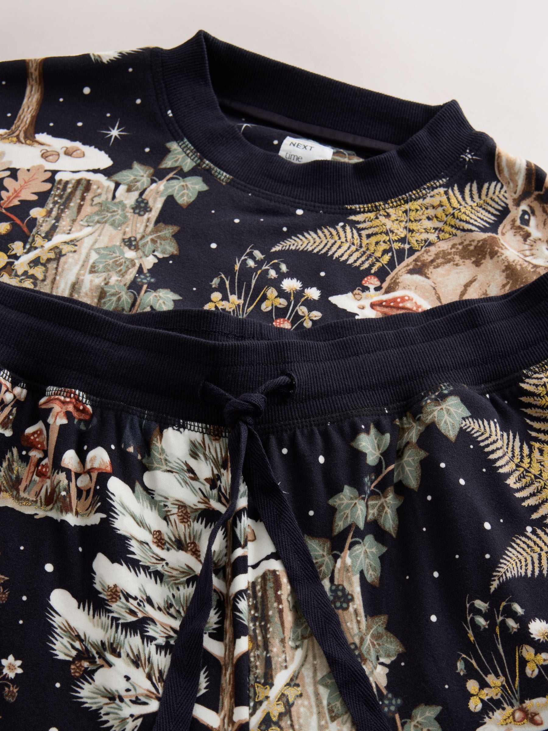Cosy Long Sleeve Pyjamas Set - Navy Woodland - Regular - SIP Still Life