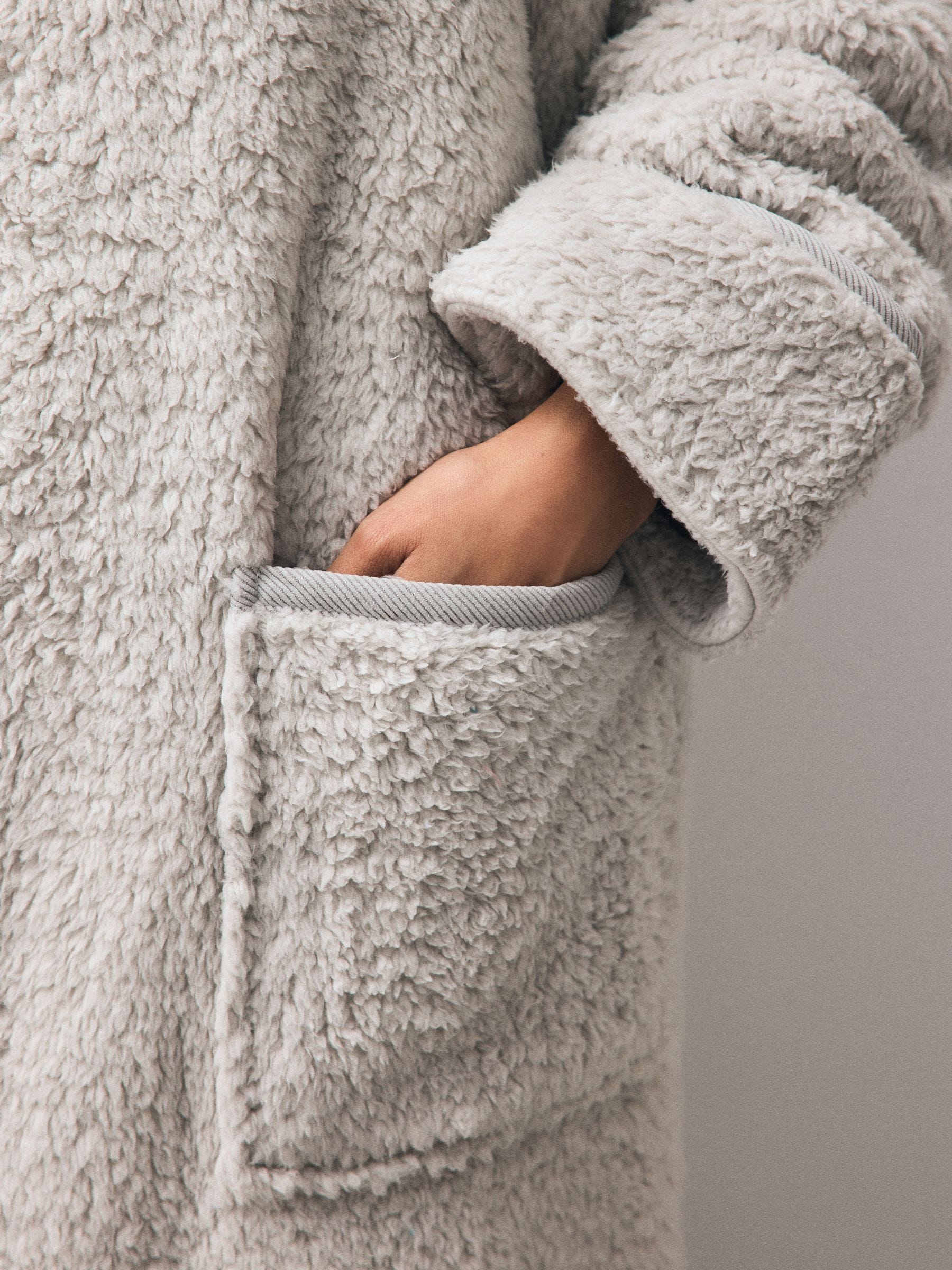 Full Zip Teddy Robe - Grey - Regular - SIP Worn