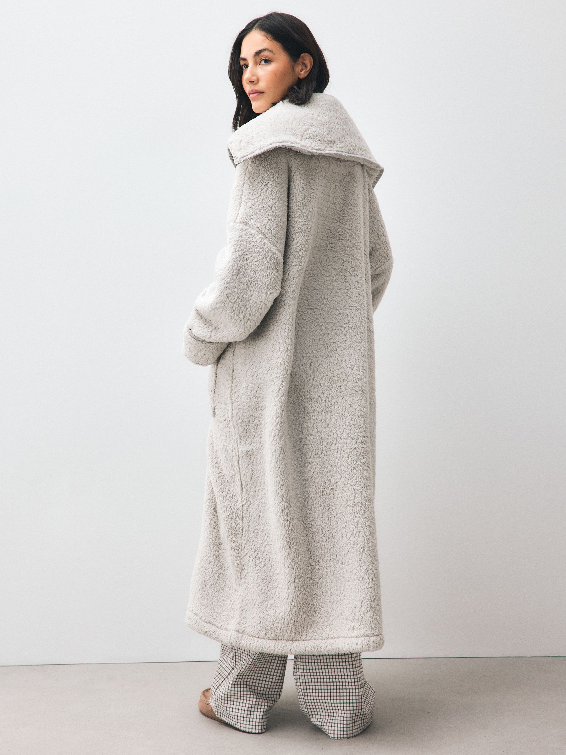 Full Zip Teddy Robe - Grey - Regular - SIP Worn