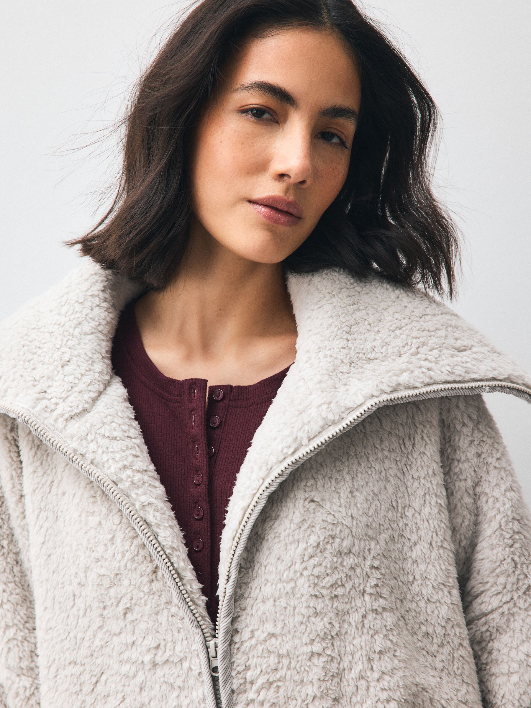 Full Zip Teddy Robe - Grey - Regular - SIP Worn
