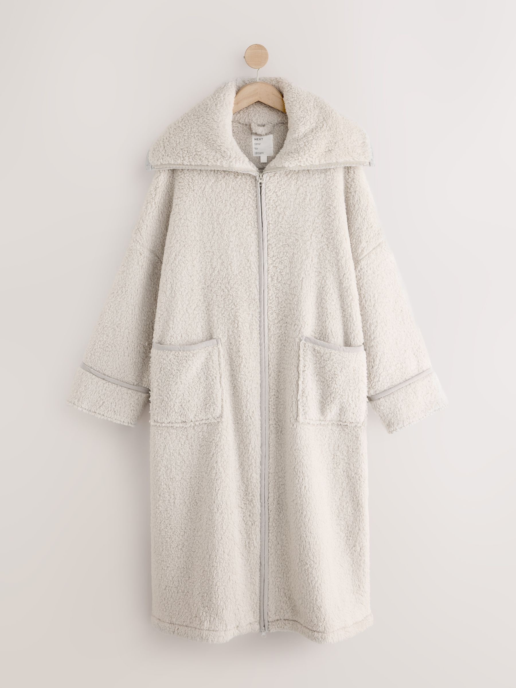 Full Zip Teddy Robe - Grey - Regular - SIP Still Life