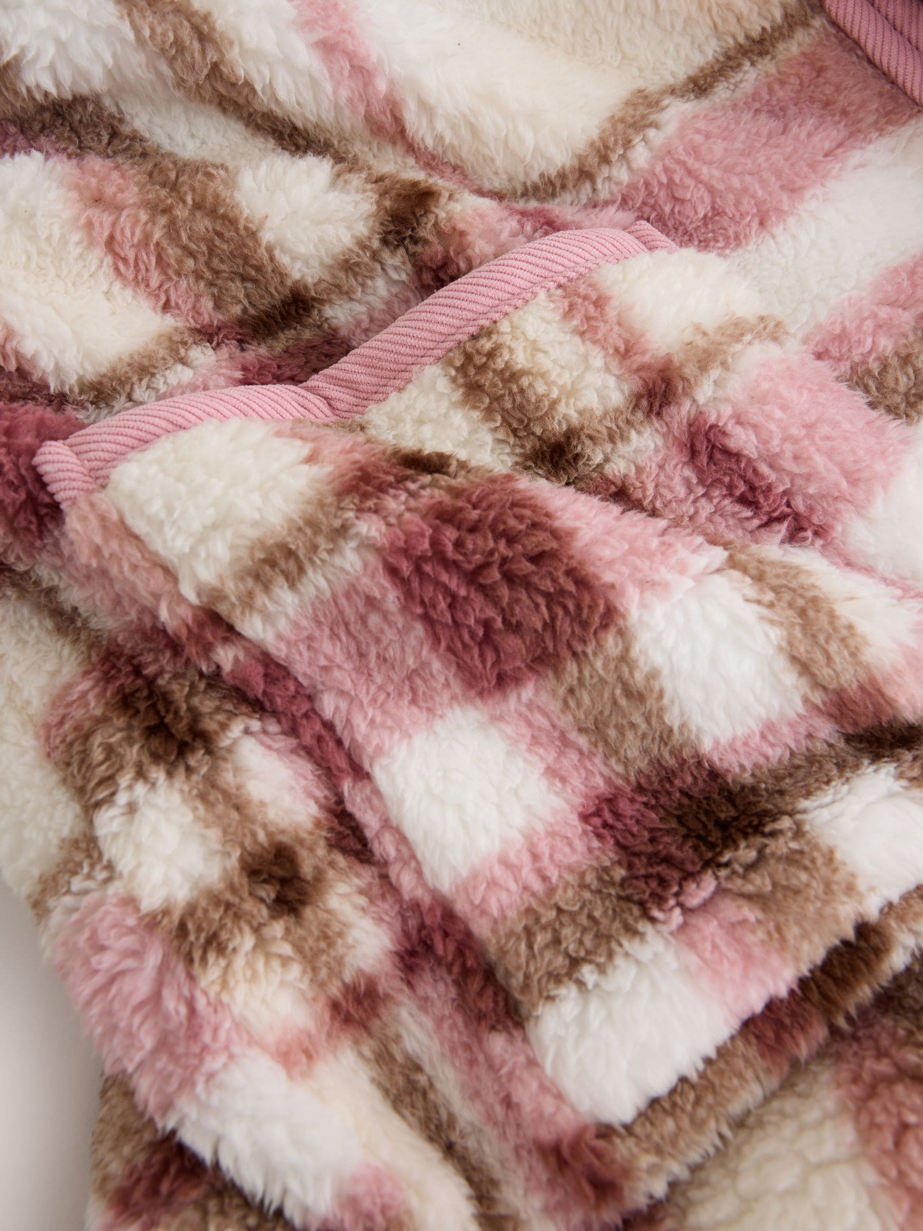 Full Zip Teddy Robe - Pink Check - Regular - SIP Still Life