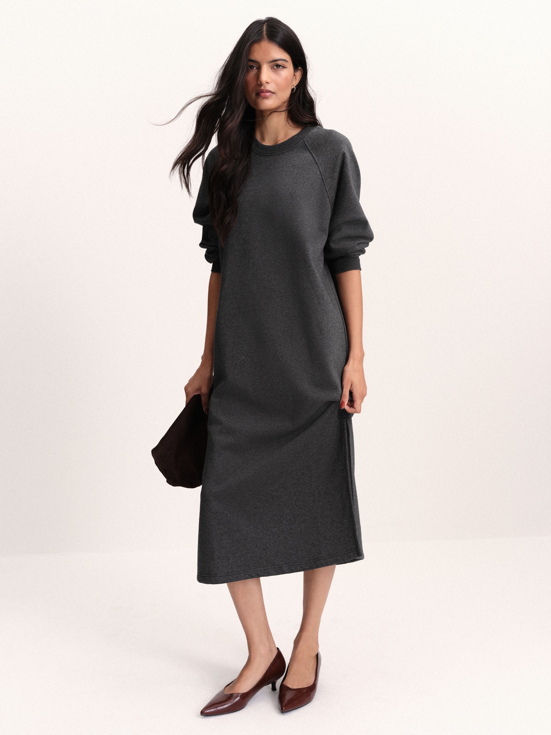 The Set 2 Pack Maxi Sweat Dresses - Grey Marl/Black - Regular - SIP Worn