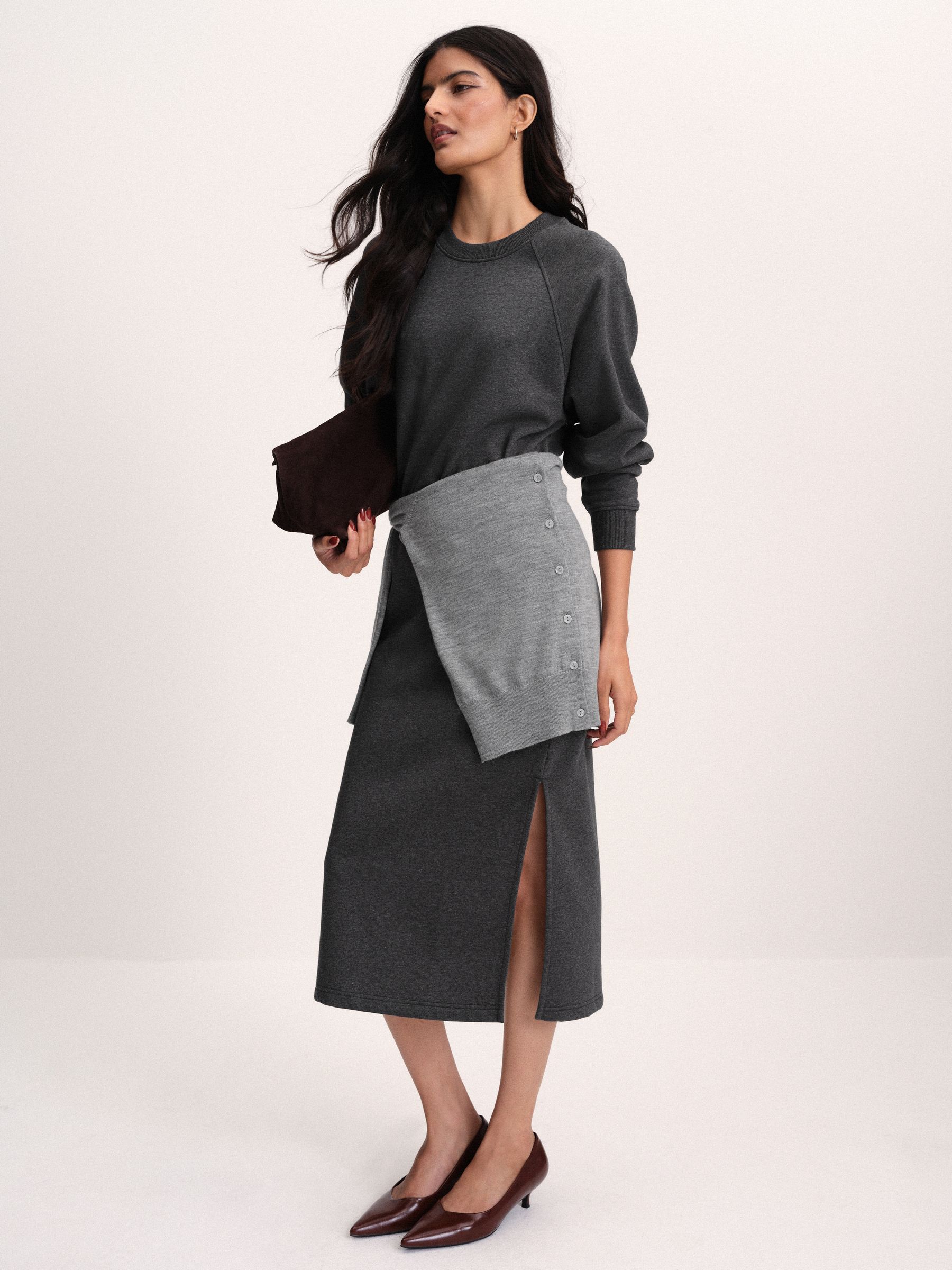 The Set 2 Pack Maxi Sweat Dresses - Grey Marl/Black - Regular - SIP Worn