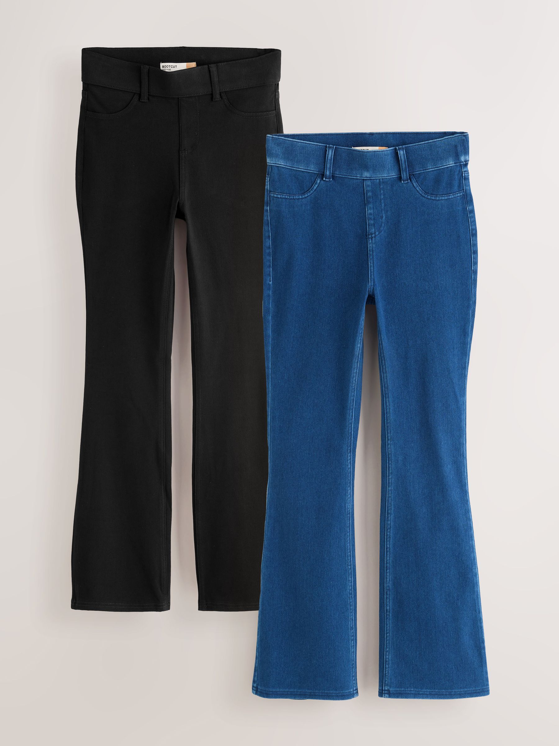 Full Length Jersey Denim Bootcut Leggings 2 Pack - Black/Dark Blue - Regular - SIP Still Life