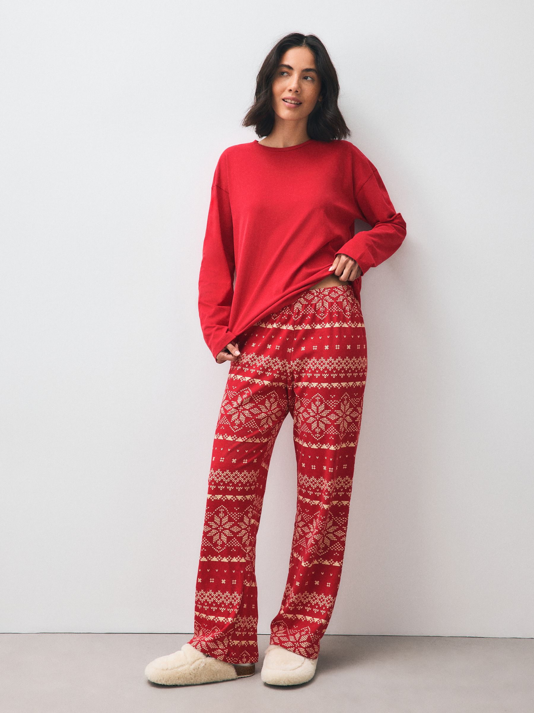 Long Sleeve Pyjamas - Red Fairisle - Regular - SIP Worn