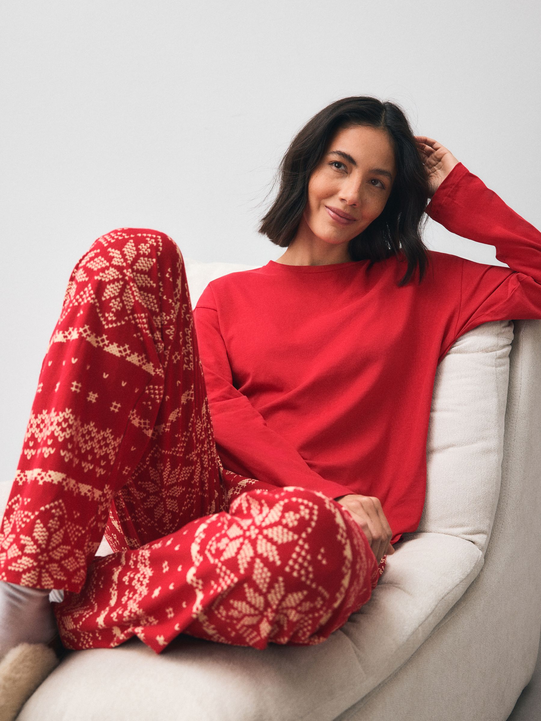 Long Sleeve Pyjamas - Red Fairisle - Regular - SIP Worn
