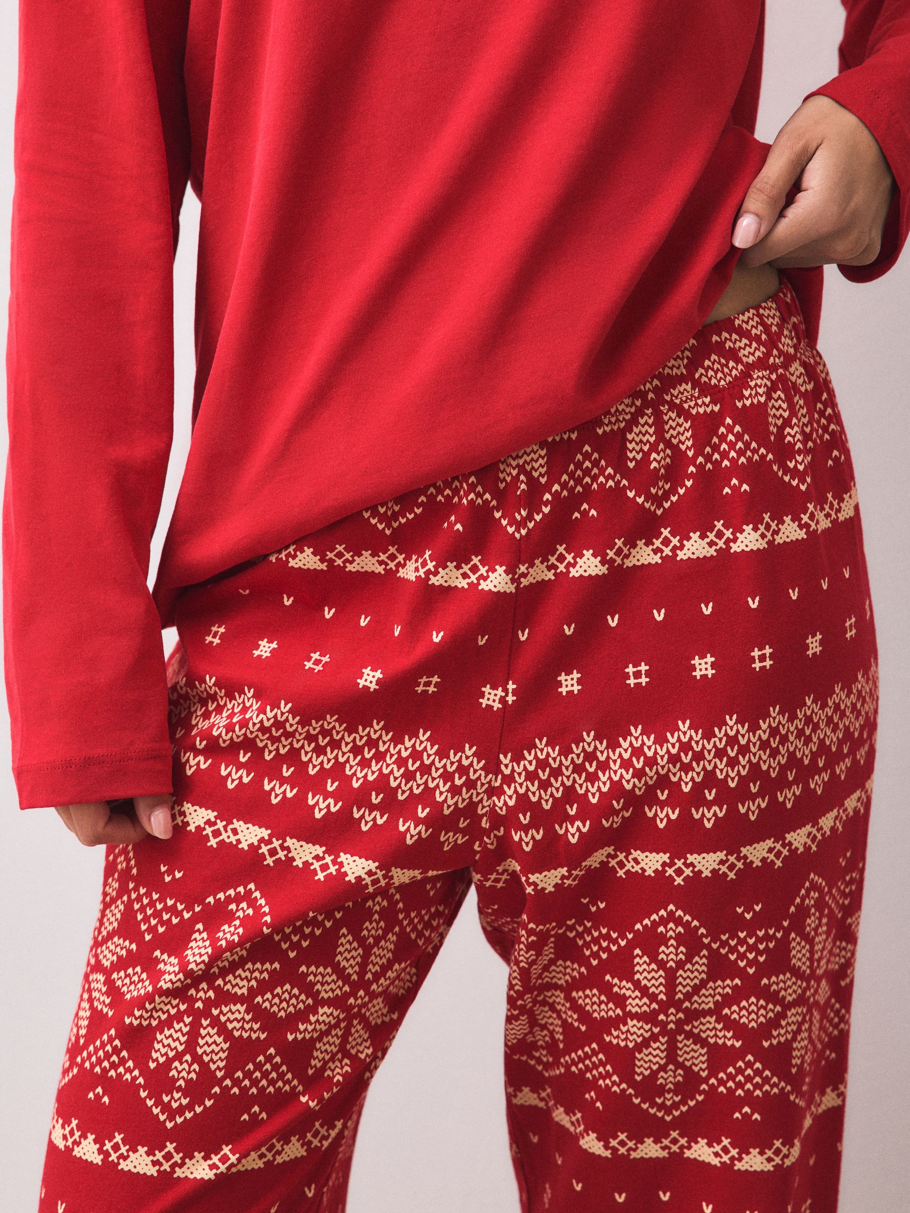 Long Sleeve Pyjamas - Red Fairisle - Regular - SIP Worn