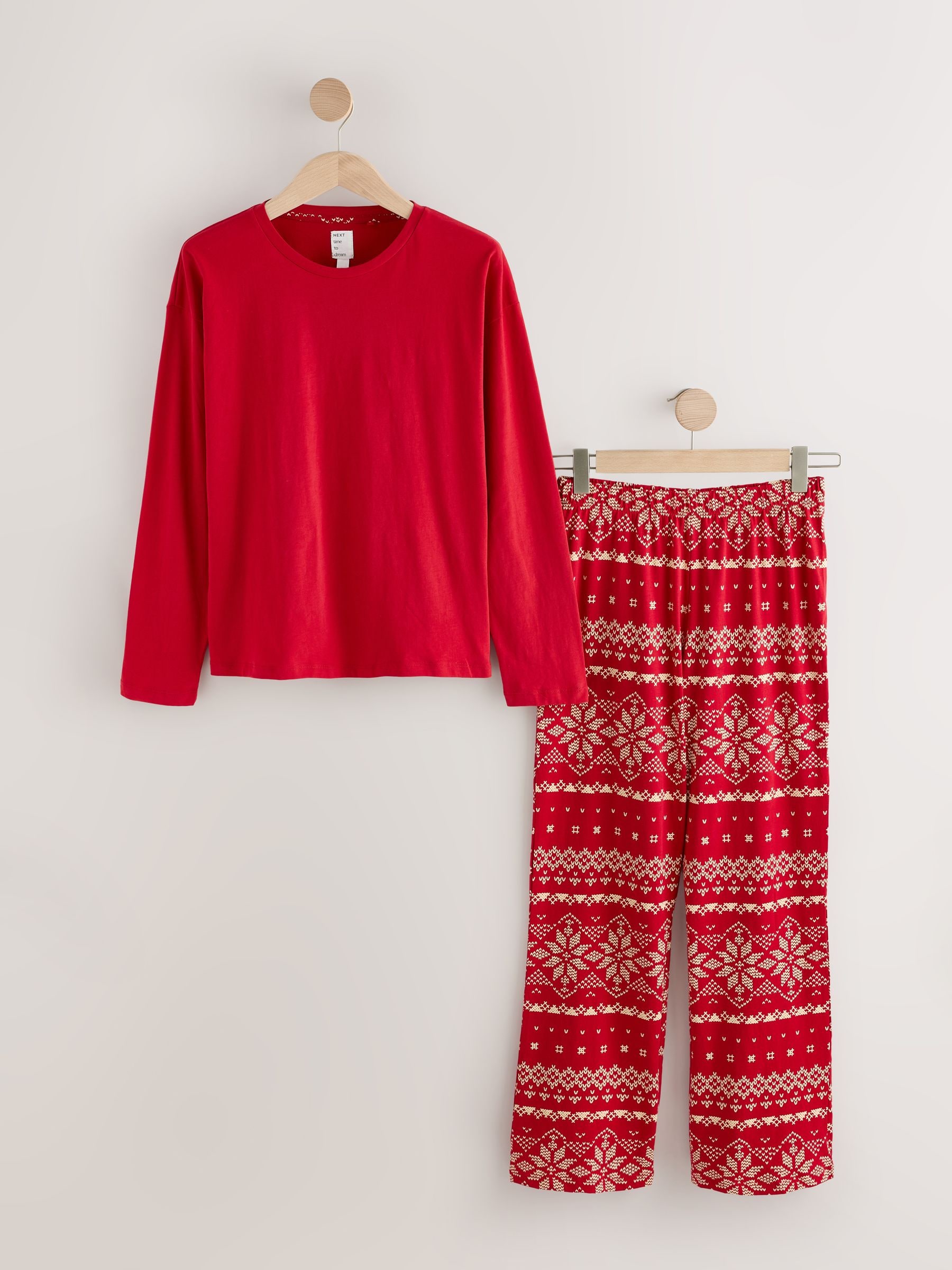 Long Sleeve Pyjamas - Red Fairisle - Regular - SIP Still Life