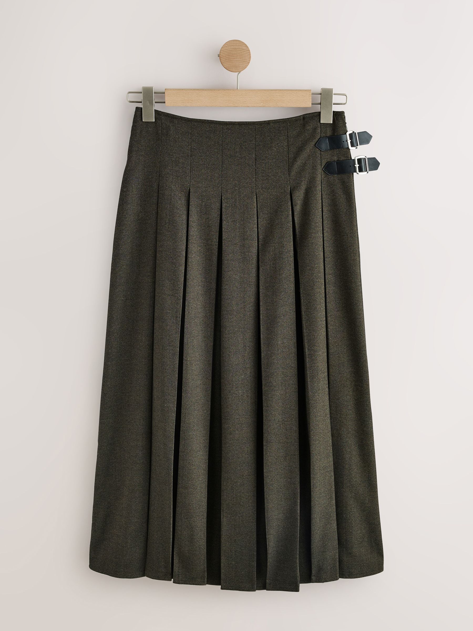 N. Premium Kilt Midi Skirt - Khaki Green - Regular - Location Worn