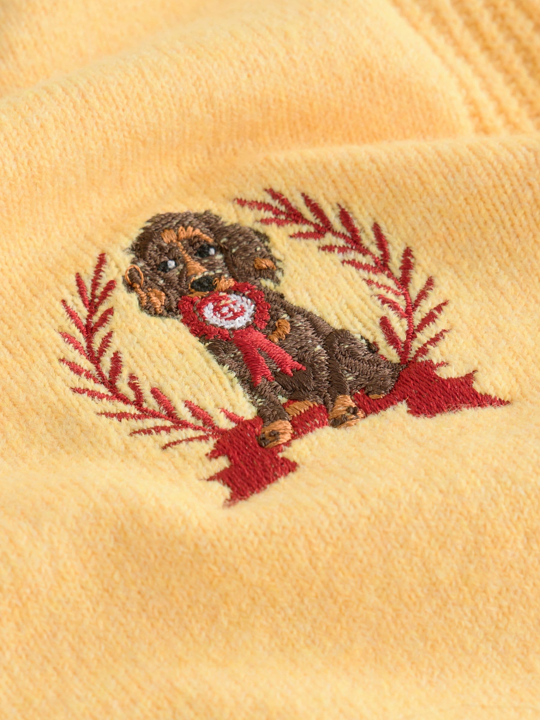 Supersoft V-Neck Long Sleeve Jumper - Yellow Dog Embroidered - Regular - SIP Still Life