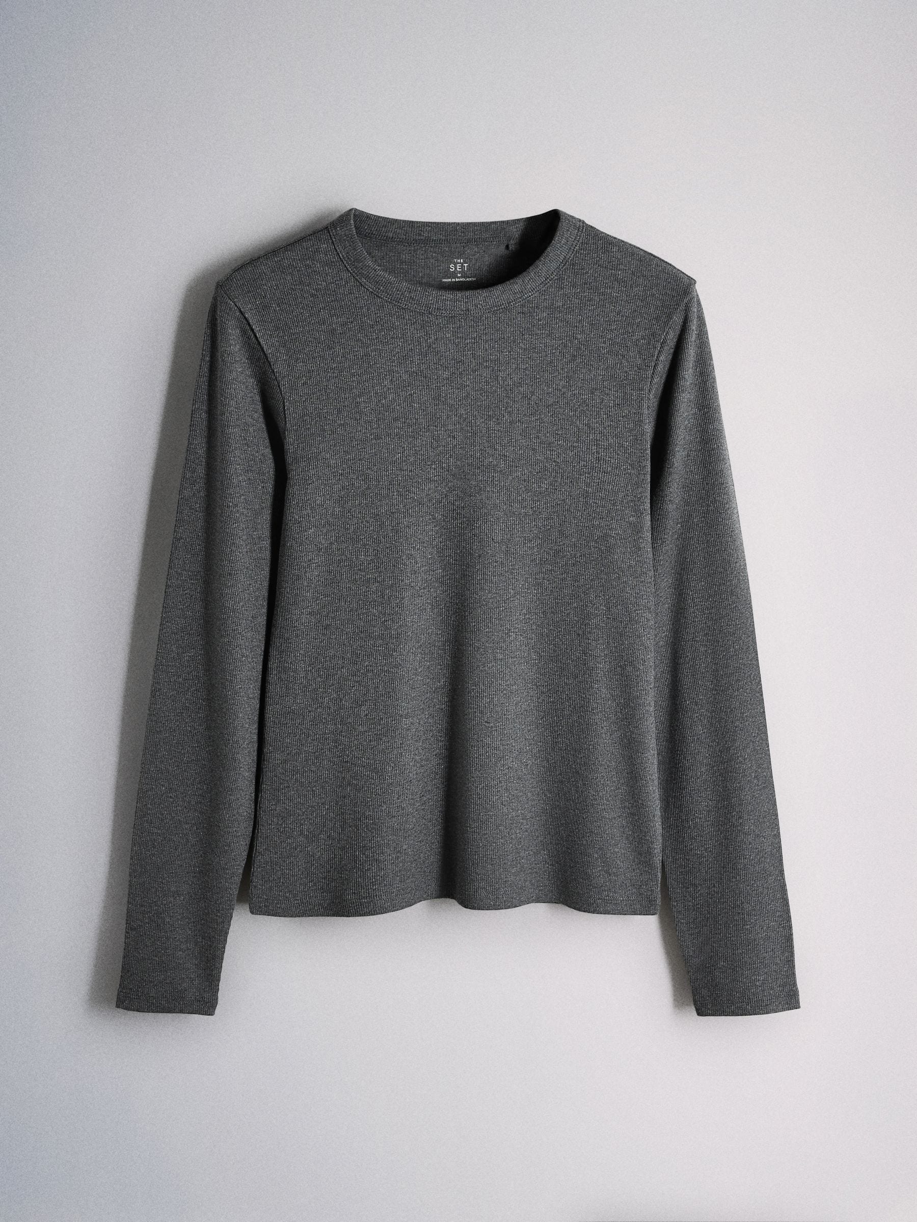 The Set 5 Pack Ribbed Long Sleeve T-Shirts - Grey/Black - Regular - SIP Still Life