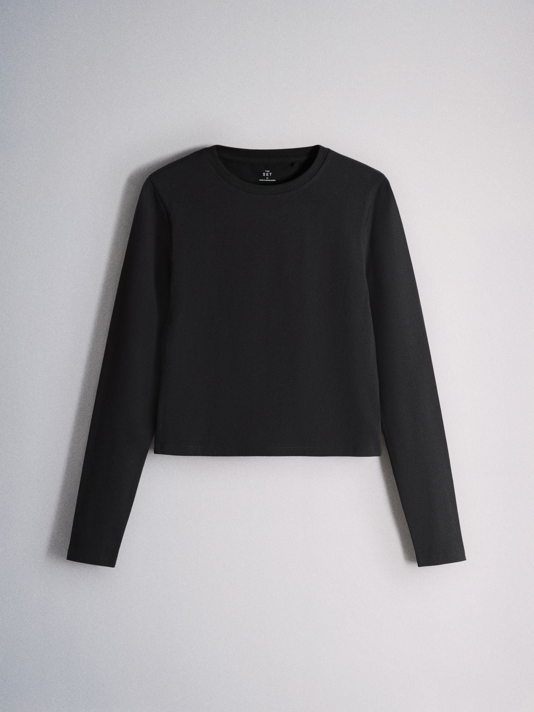 The Set 4 Pack Long Sleeve Skinny Fit Cropped T-Shirts - Grey/Black - Regular - SIP Still Life
