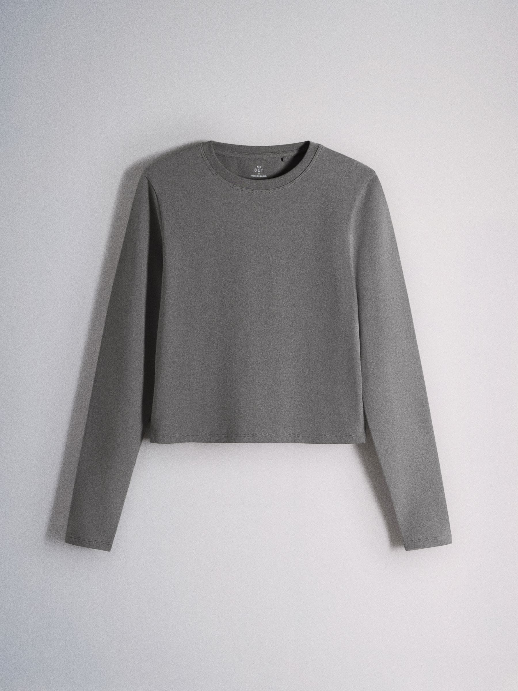 The Set 4 Pack Long Sleeve Skinny Fit Cropped T-Shirts - Grey/Black - Regular - SIP Still Life