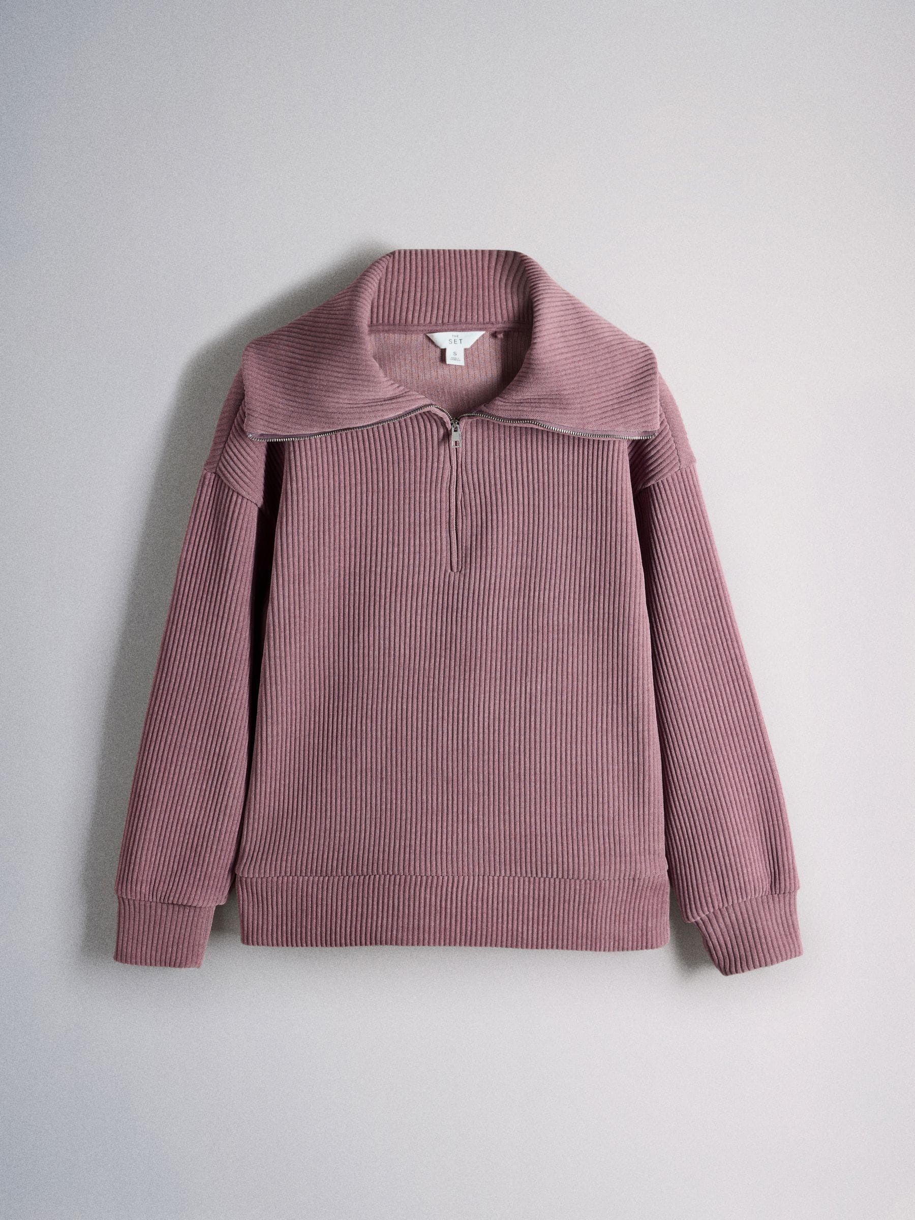 The Set 2 Pack Premium Half Zip Funnel Neck Lounge Sweaters - Taupe/Pink - Regular - SIP Still Life