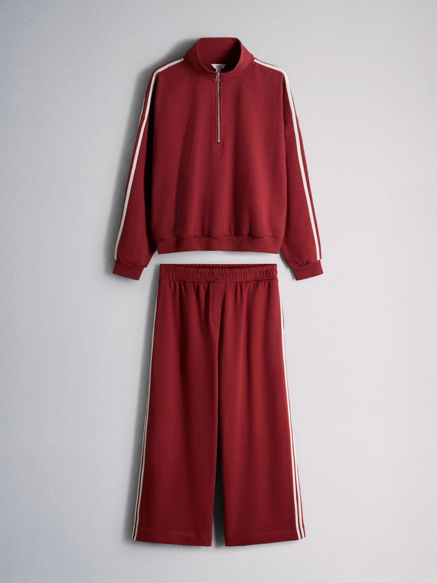 The Set Funnel Neck Sweat with Straight Leg Joggers Co-Ord Set - Red - Regular - SIP Still Life