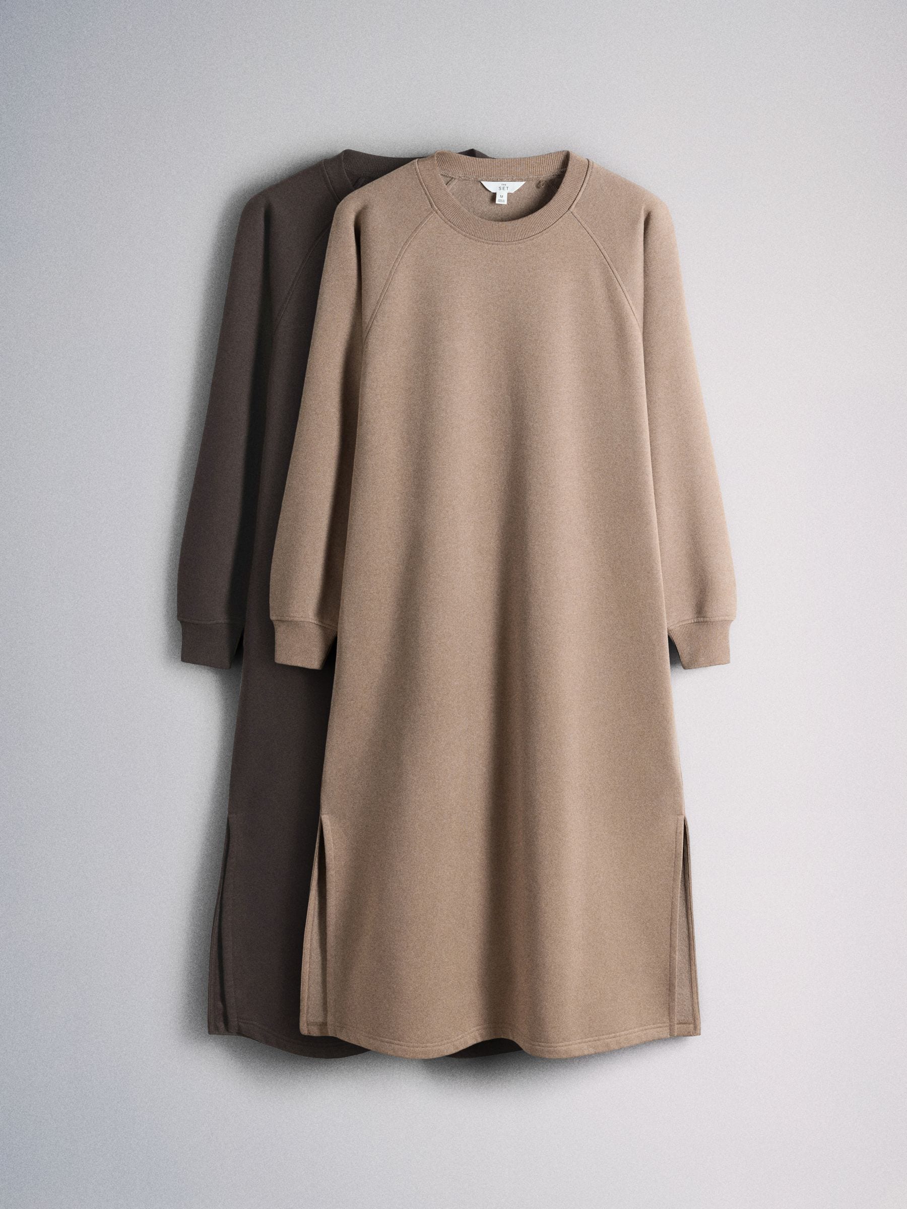 The Set 2 Pack Maxi Sweat Dresses - Neutral Taupe/Brown - Regular - SIP Still Life