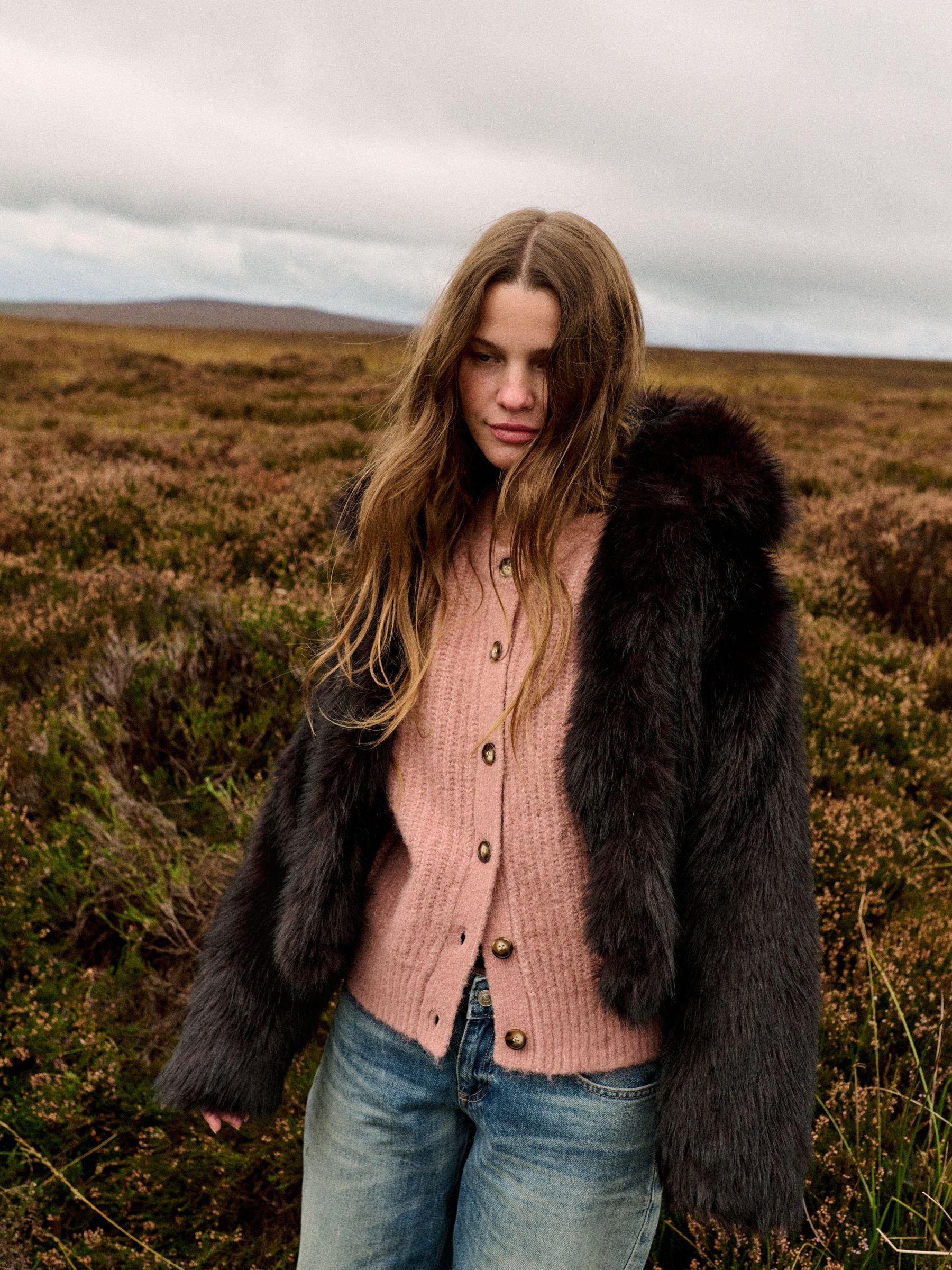 The Set Faux Fur Coat - Brown - Regular - Location Worn
