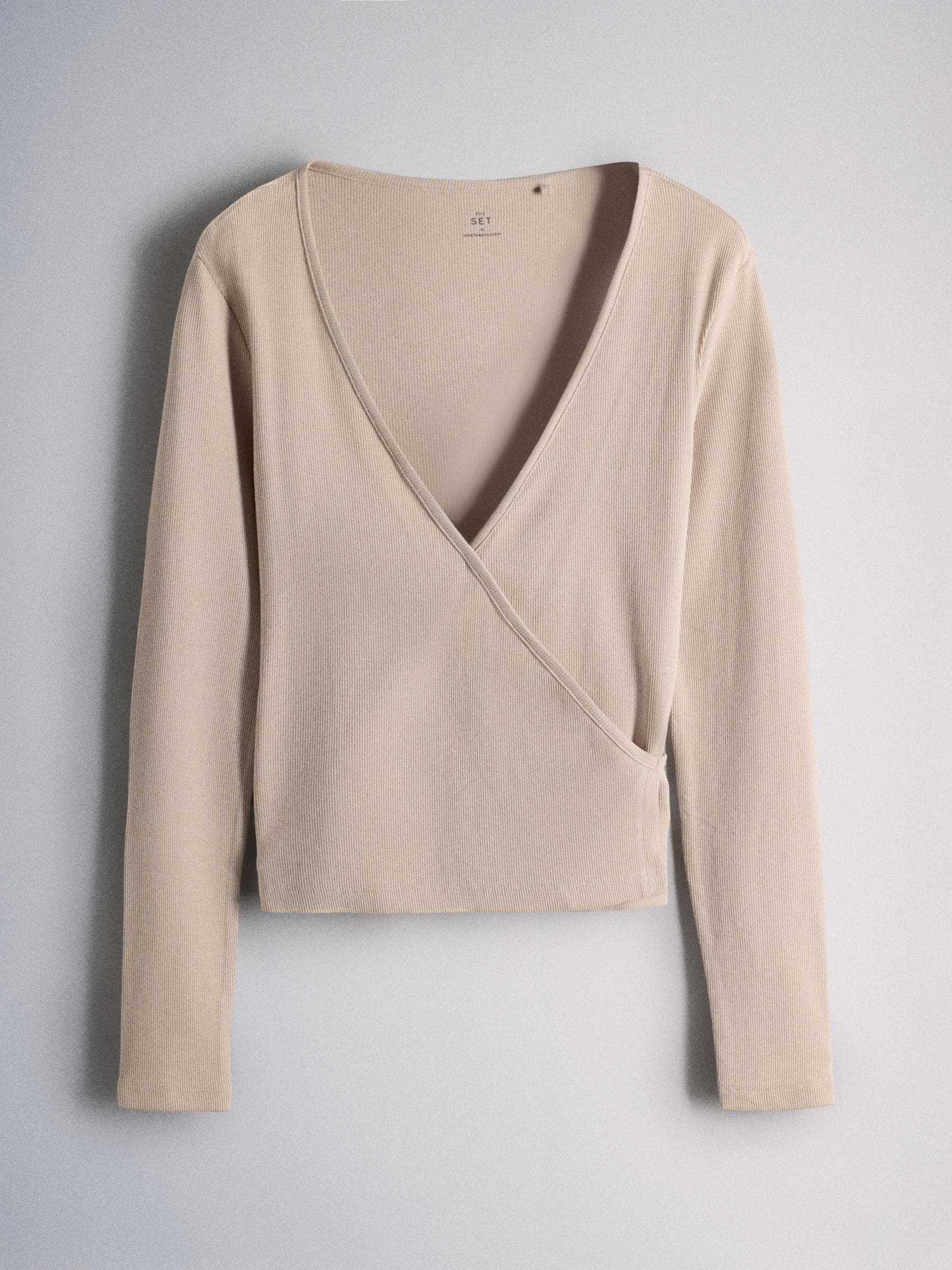 The Set 3 Pack Ribbed Ballet Wrap Long Sleeve Tops - Pink/Neutral/White - Regular - SIP Still Life