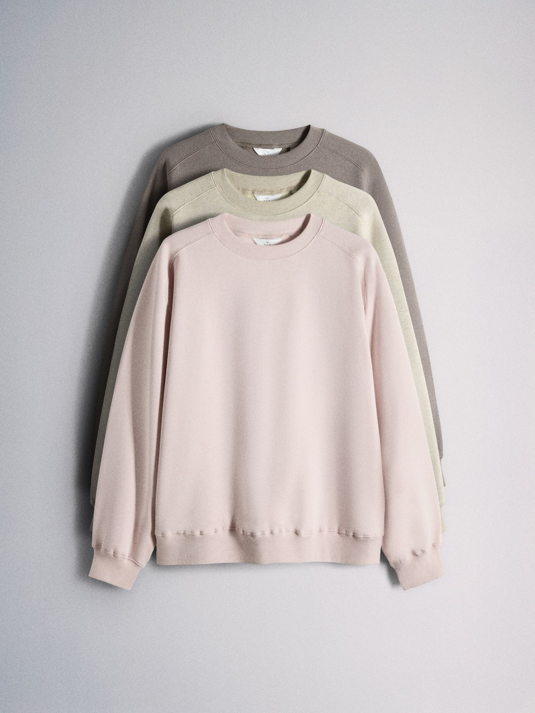 The Set 3 Pack Saddle Sleeve Crew Neck Sweatshirts - Pink - Regular - SIP Still Life