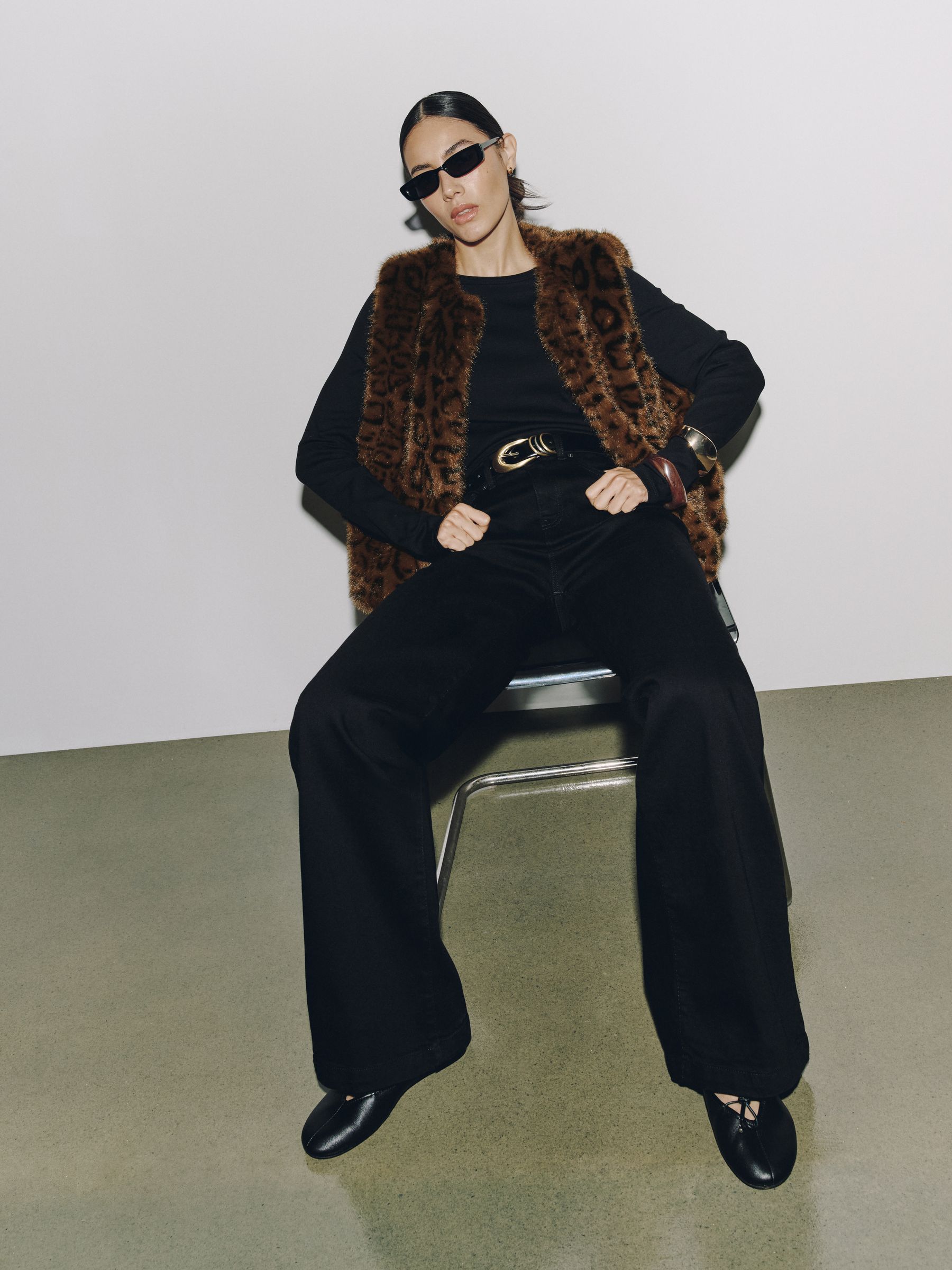 Faux Fur Gilet Cover-Up - Brown Leopard Print - Regular - SIP Worn