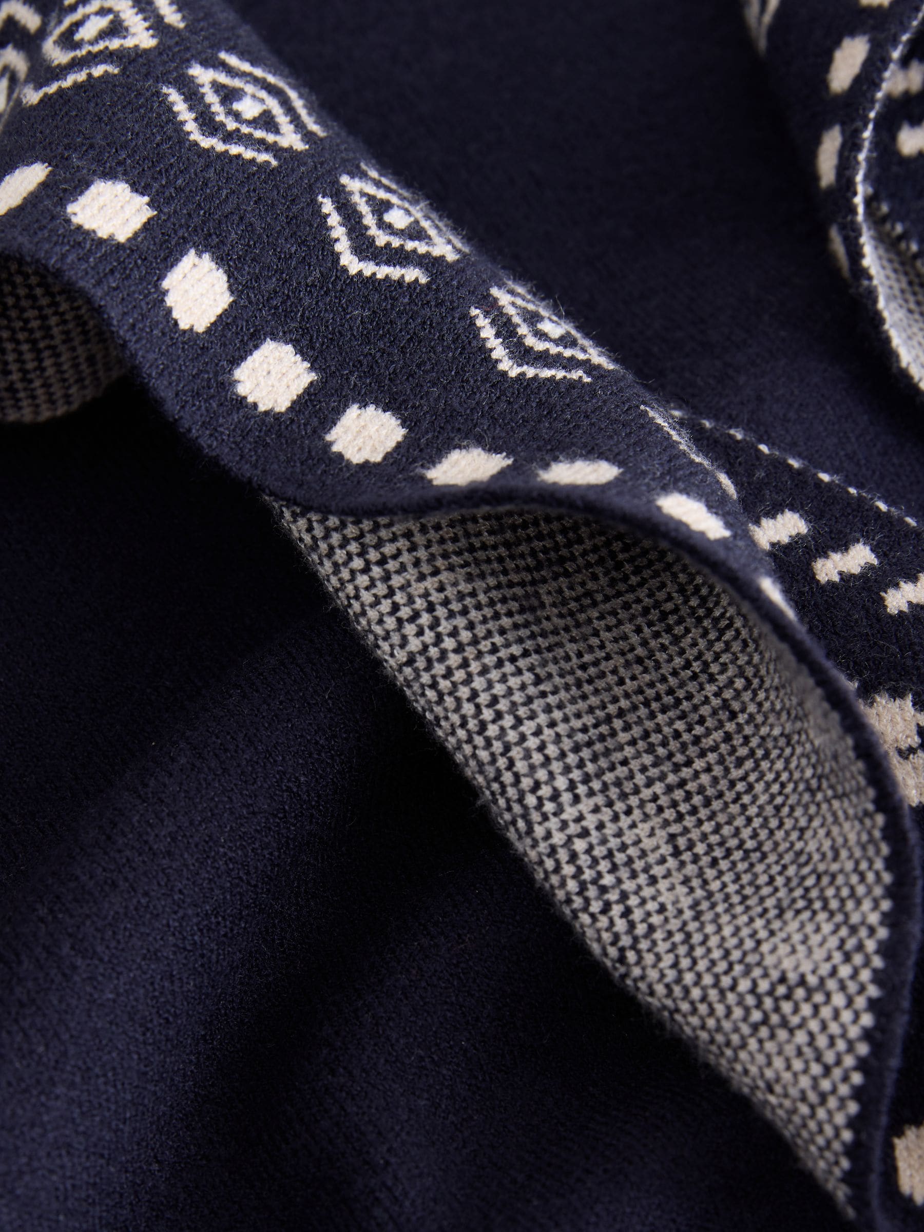 Paisley Scarf Detail Knit Look Jumper - Navy Blue - Regular - SIP Still Life