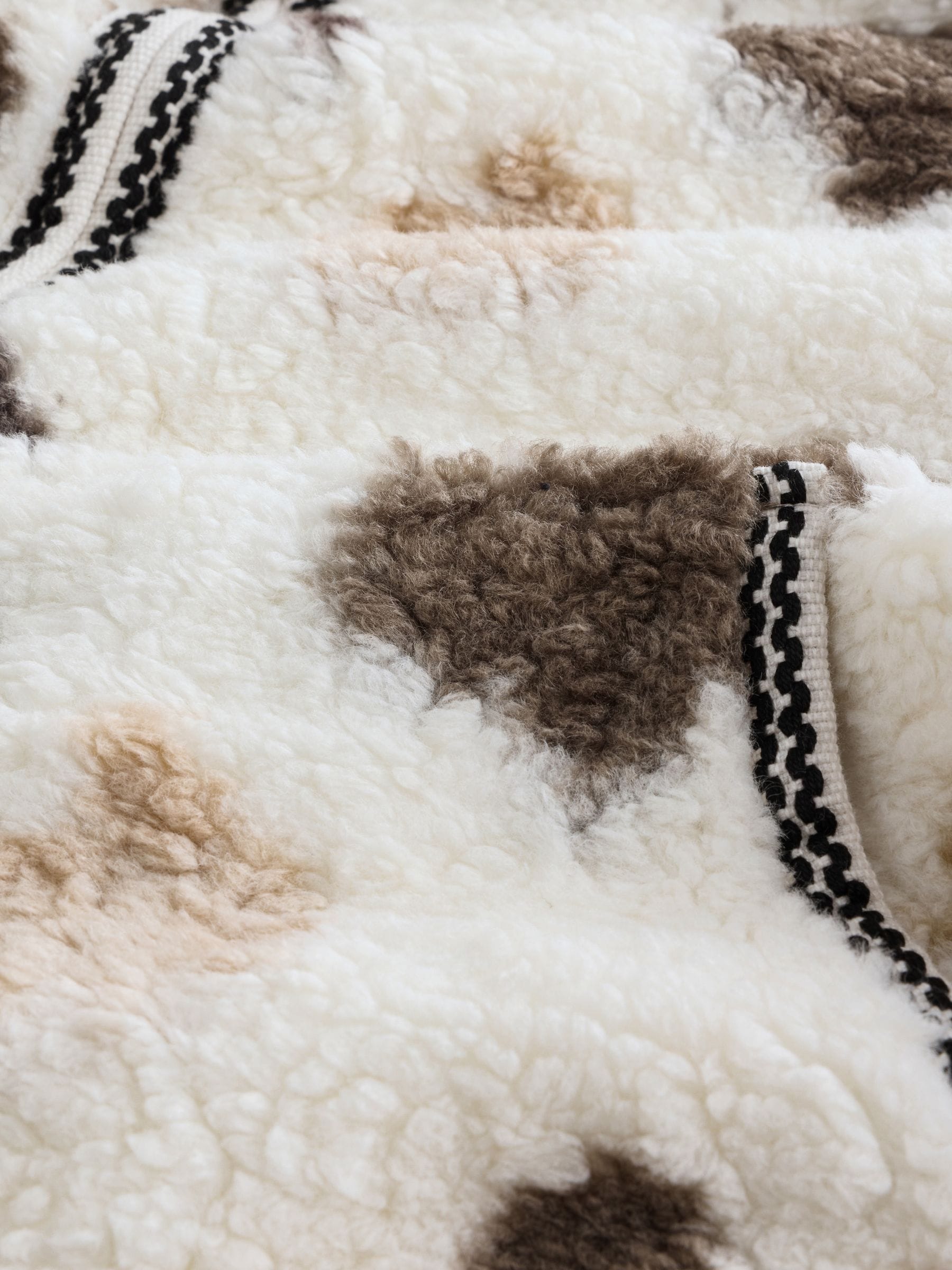 Sheepy Borg Zip Through Jacket - Monochrome Cow Print - Regular - SIP Still Life