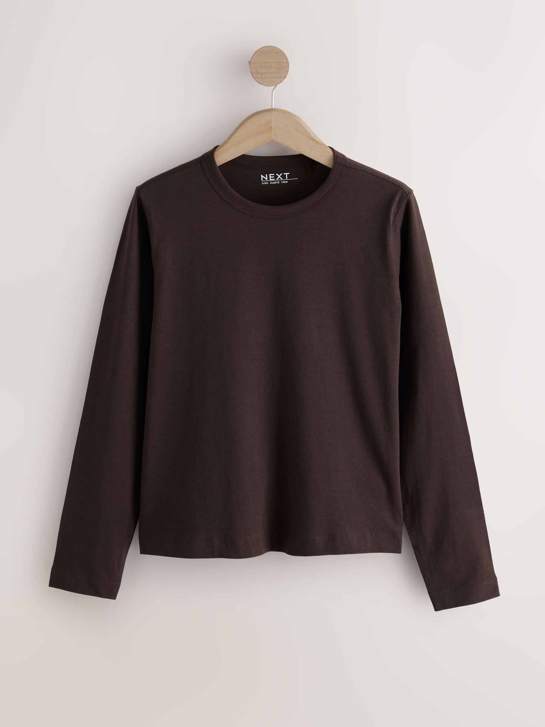 Long Sleeve Crew Neck T-Shirt - Chocolate Brown - Regular - SIP Still Life