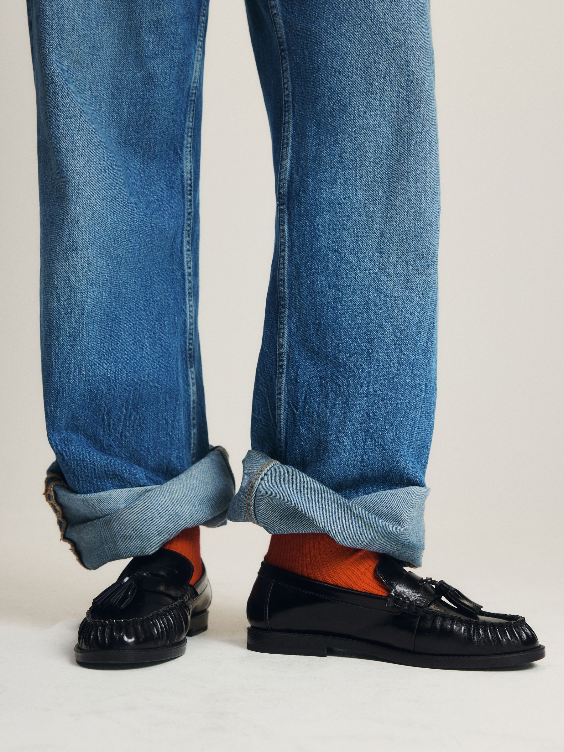 The Set Tassel Ruched Loafers - Black Leather - Regular - SIP Worn