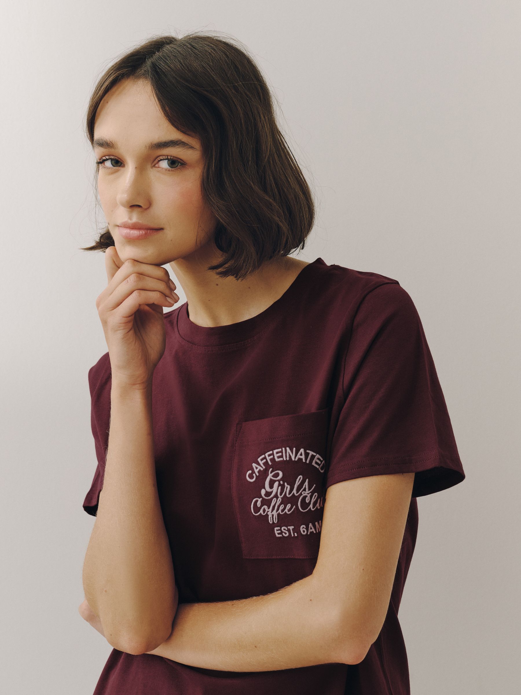 Short Sleeve Pyjamas - Burgundy Red/ Pink Wobbly Stripe - Regular - SIP Worn