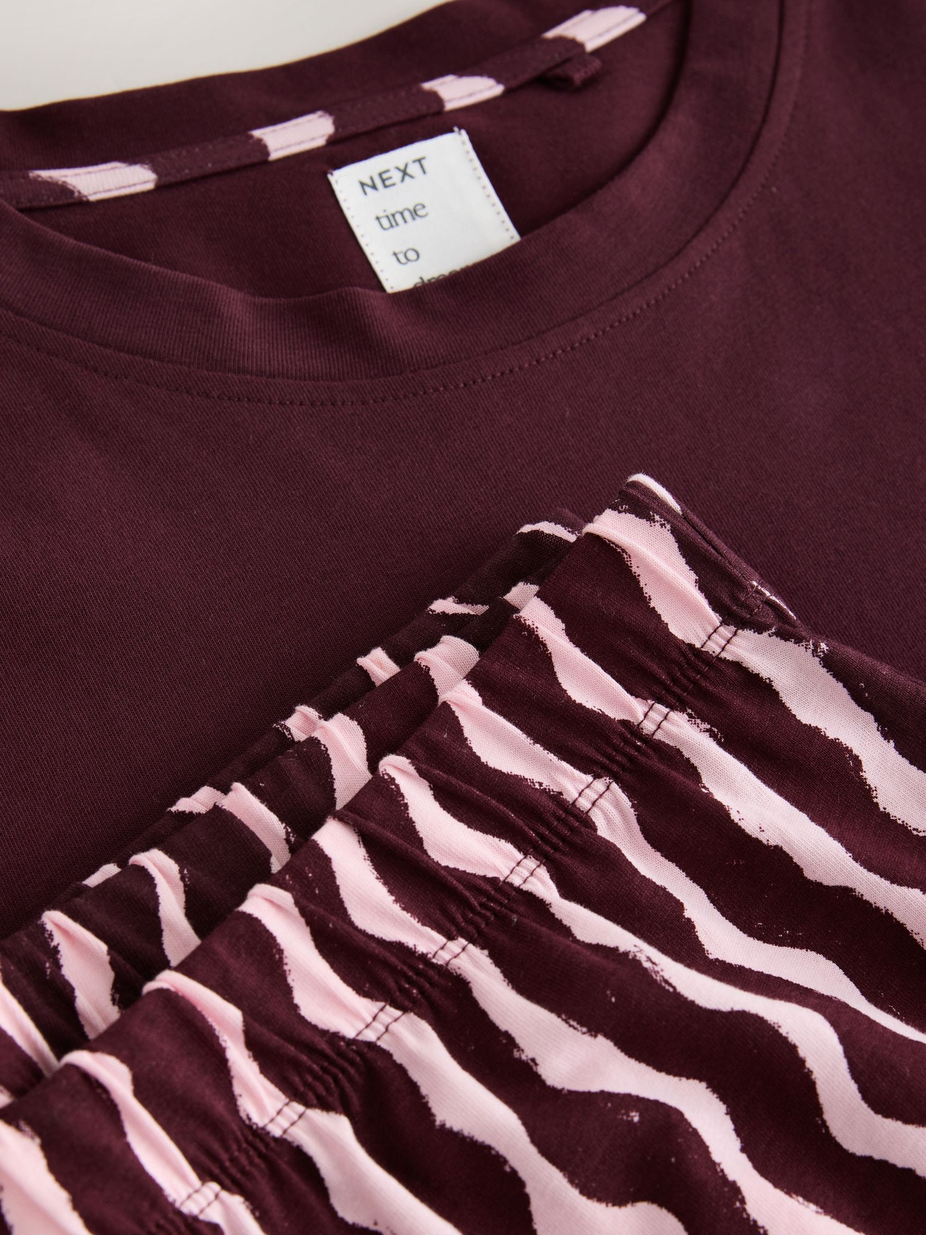 Short Sleeve Pyjamas - Burgundy Red/ Pink Wobbly Stripe - Regular - SIP Still Life