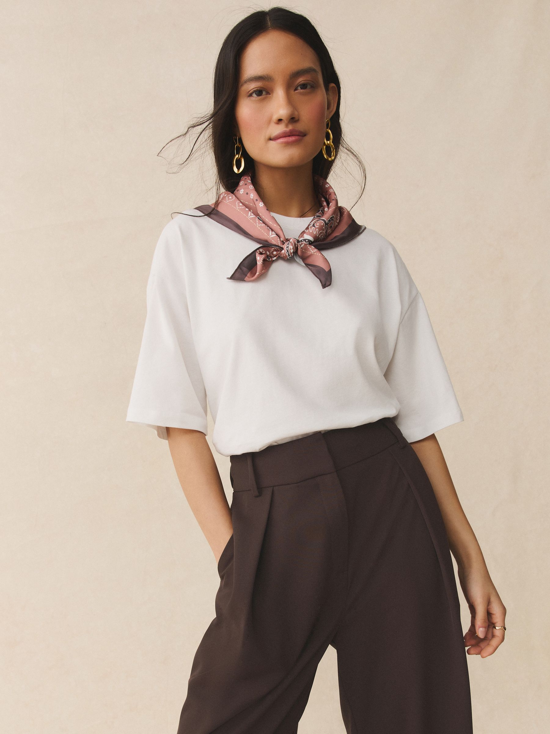 Elastic Back Wide Leg Trousers - Chocolate Brown - Regular - SIP Worn