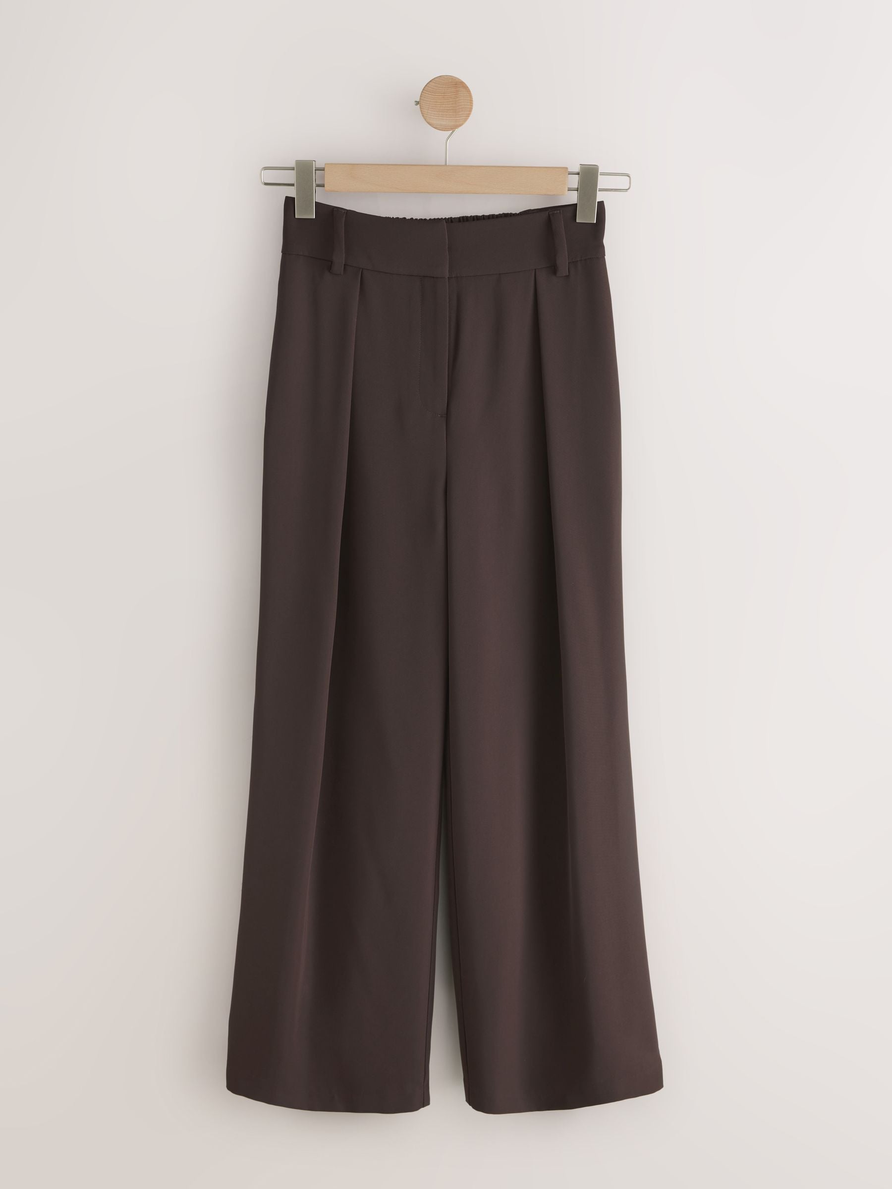 Elastic Back Wide Leg Trousers - Chocolate Brown - Regular - SIP Still Life
