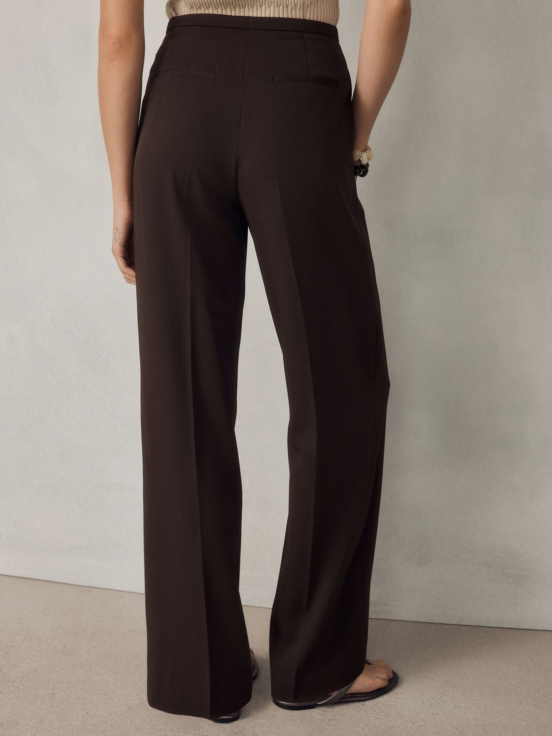 Tie Waist Wide Leg Trousers - Chocolate Brown - Regular - Location Worn
